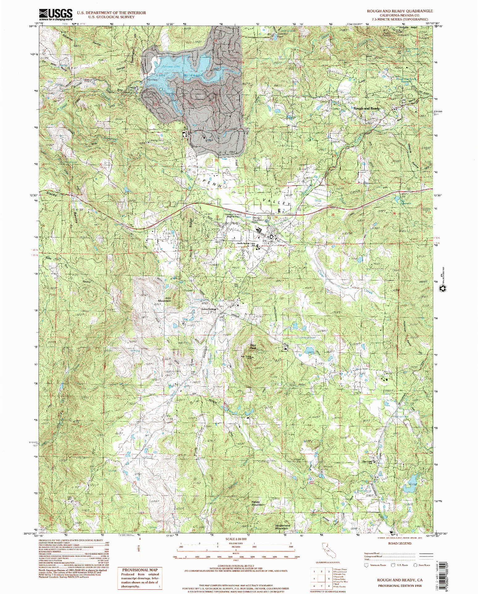 USGS 1:24000-SCALE QUADRANGLE FOR ROUGH AND READY, CA 1998