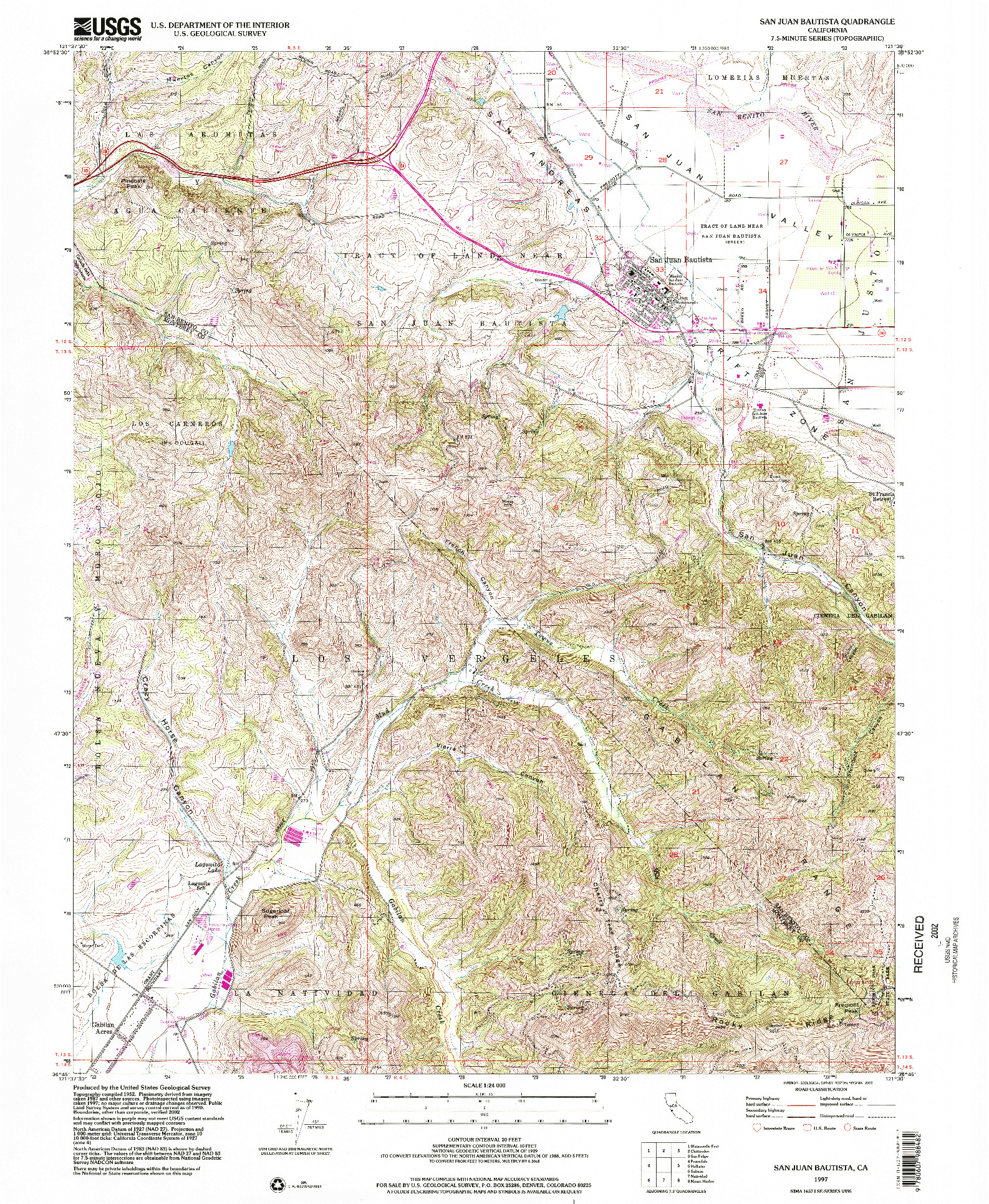 USGS 1:24000-SCALE QUADRANGLE FOR SAN JUAN BAUTISTA, CA 1997
