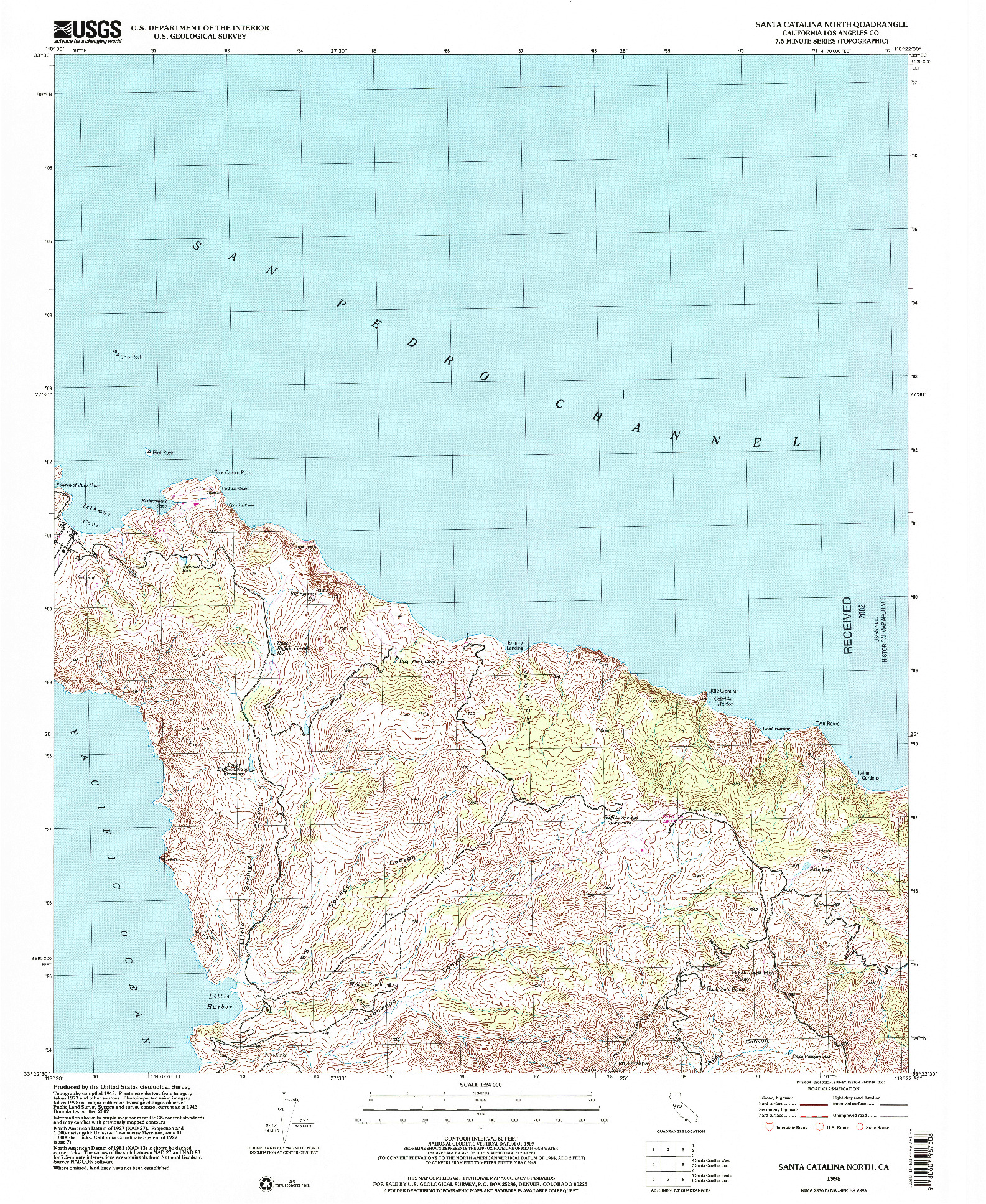 USGS 1:24000-SCALE QUADRANGLE FOR SANTA CATALINA NORTH, CA 1998