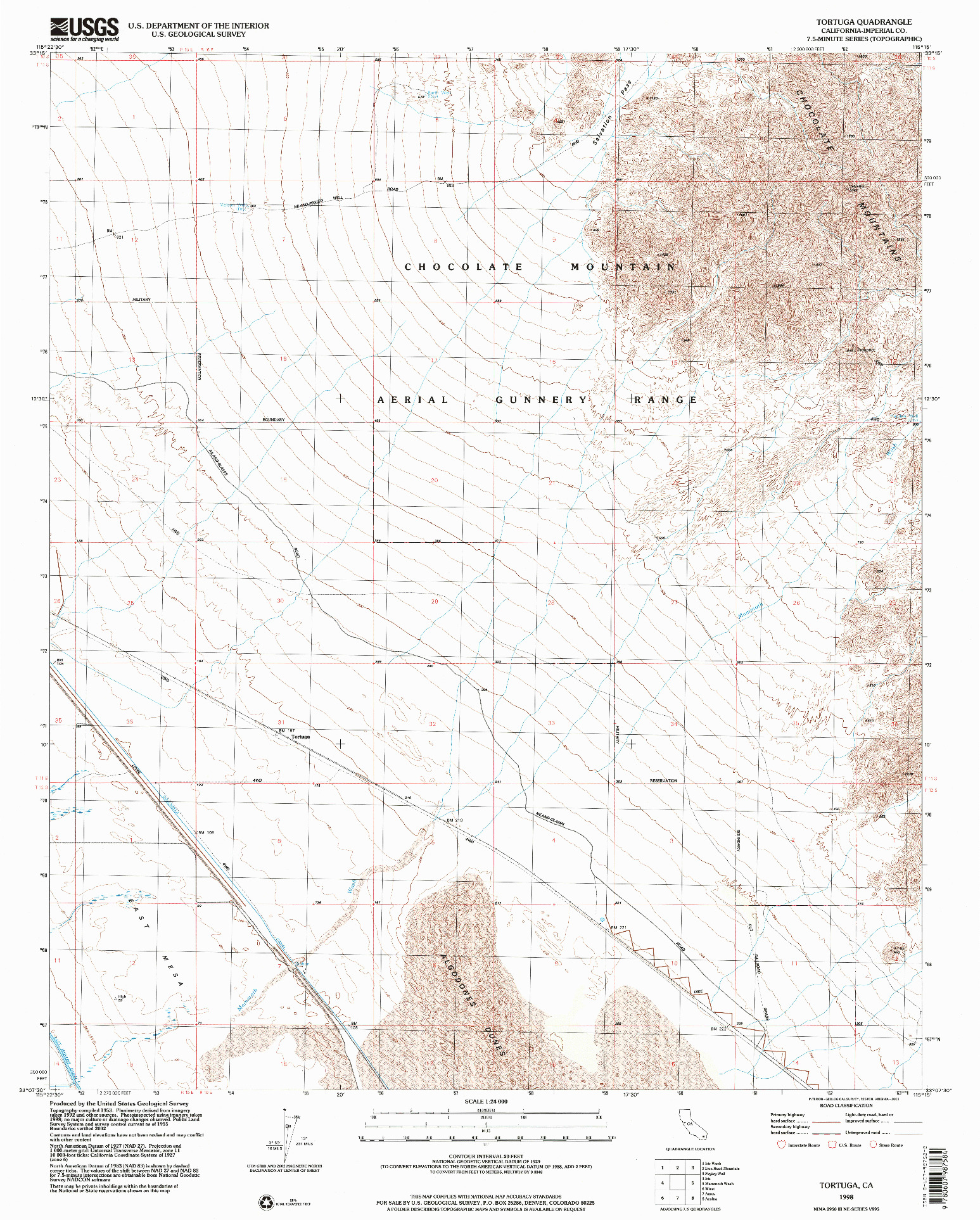USGS 1:24000-SCALE QUADRANGLE FOR TORTUGA, CA 1998
