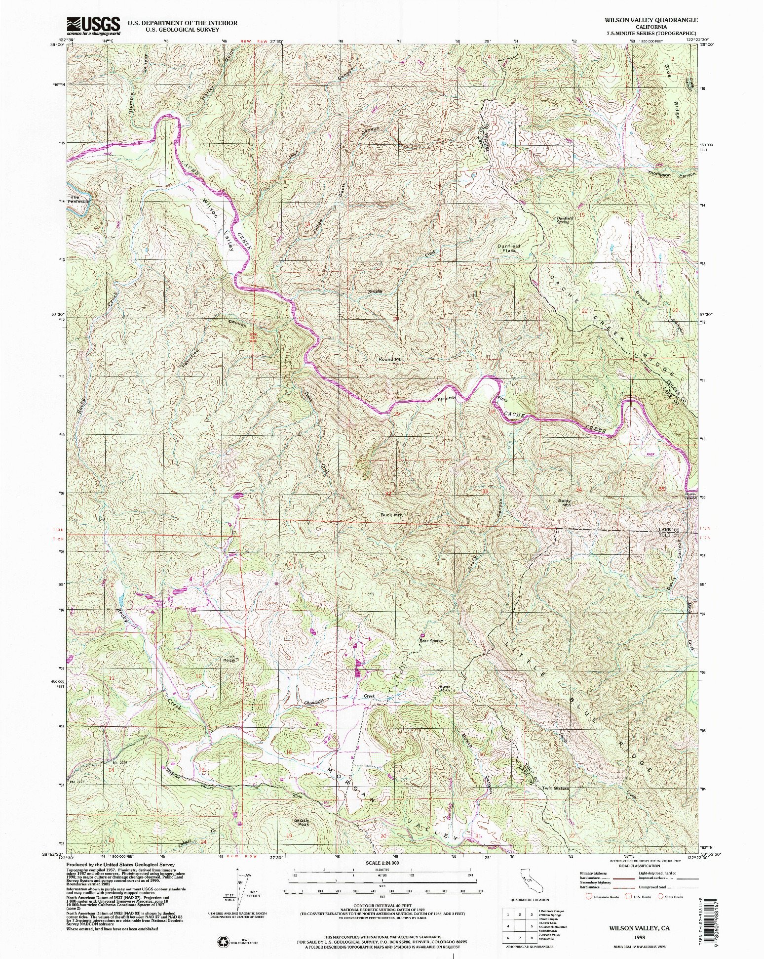 USGS 1:24000-SCALE QUADRANGLE FOR WILSON VALLEY, CA 1998