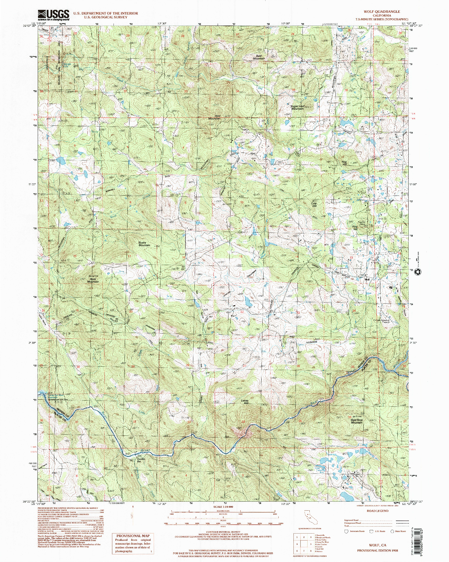 USGS 1:24000-SCALE QUADRANGLE FOR WOLF, CA 1998
