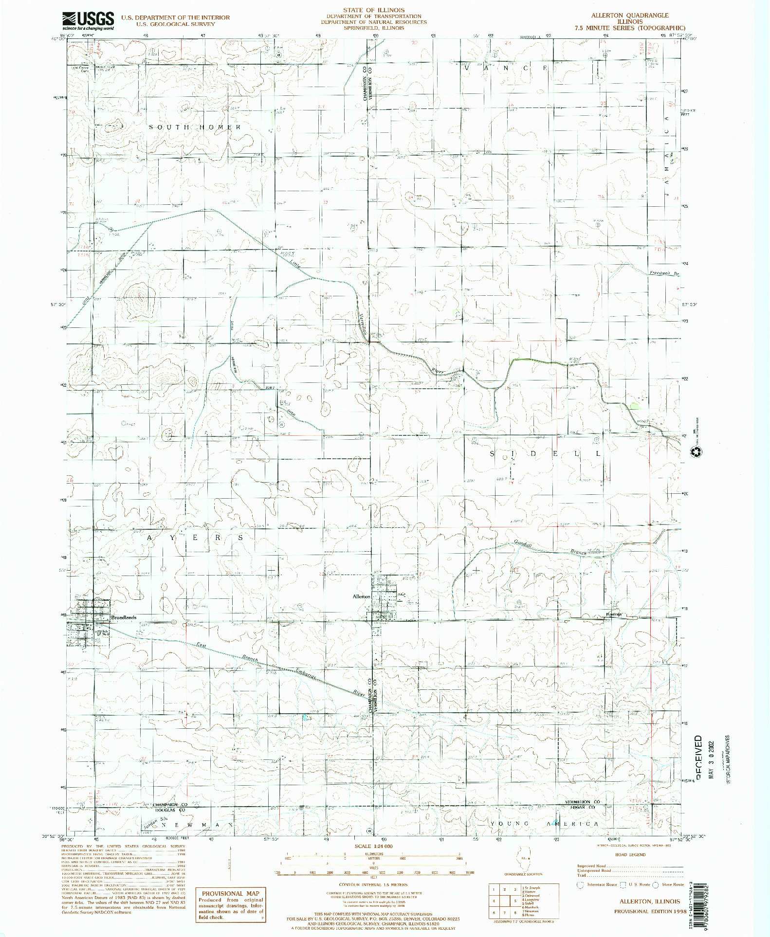 USGS 1:24000-SCALE QUADRANGLE FOR ALLERTON, IL 1998