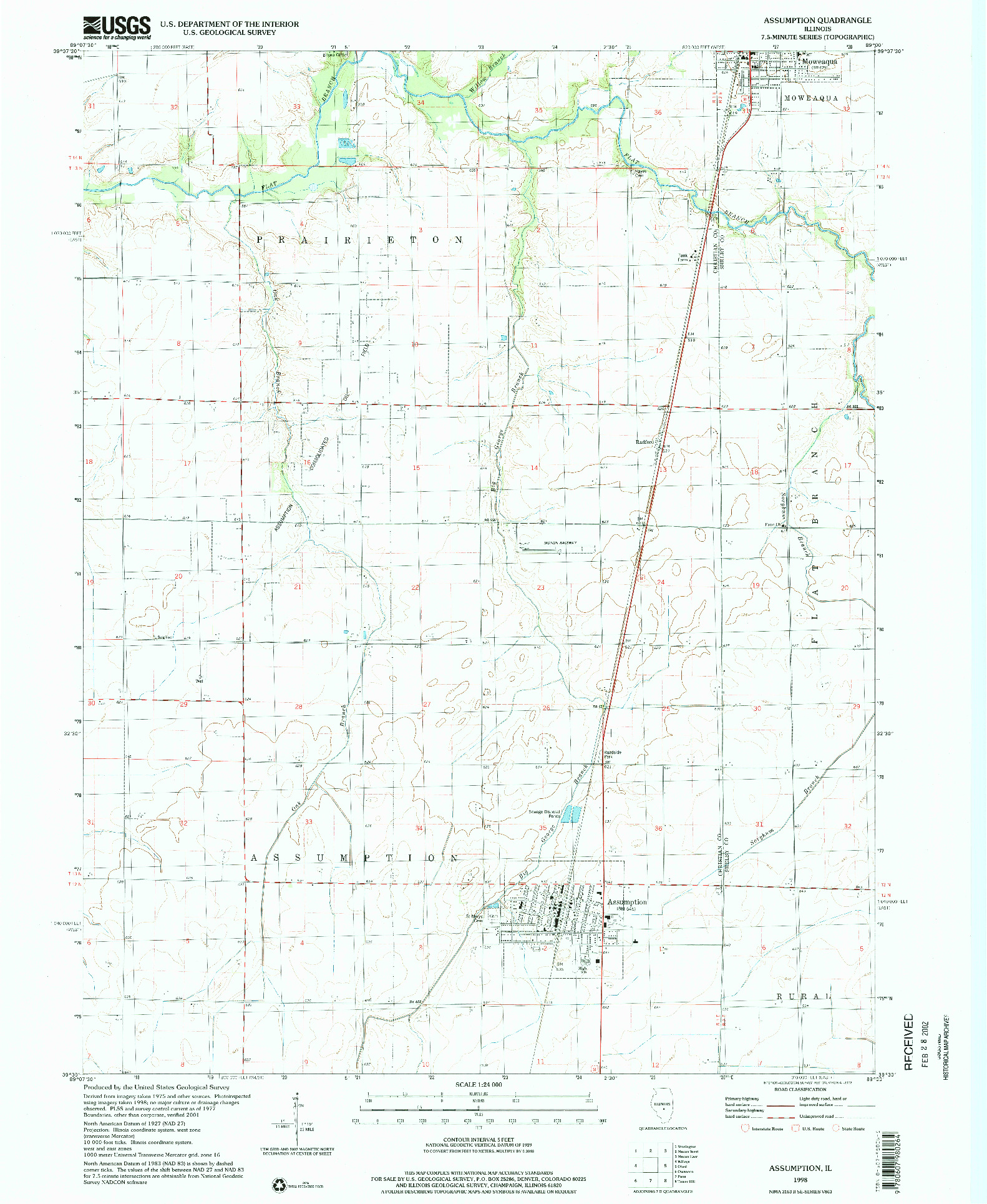USGS 1:24000-SCALE QUADRANGLE FOR ASSUMPTION, IL 1998