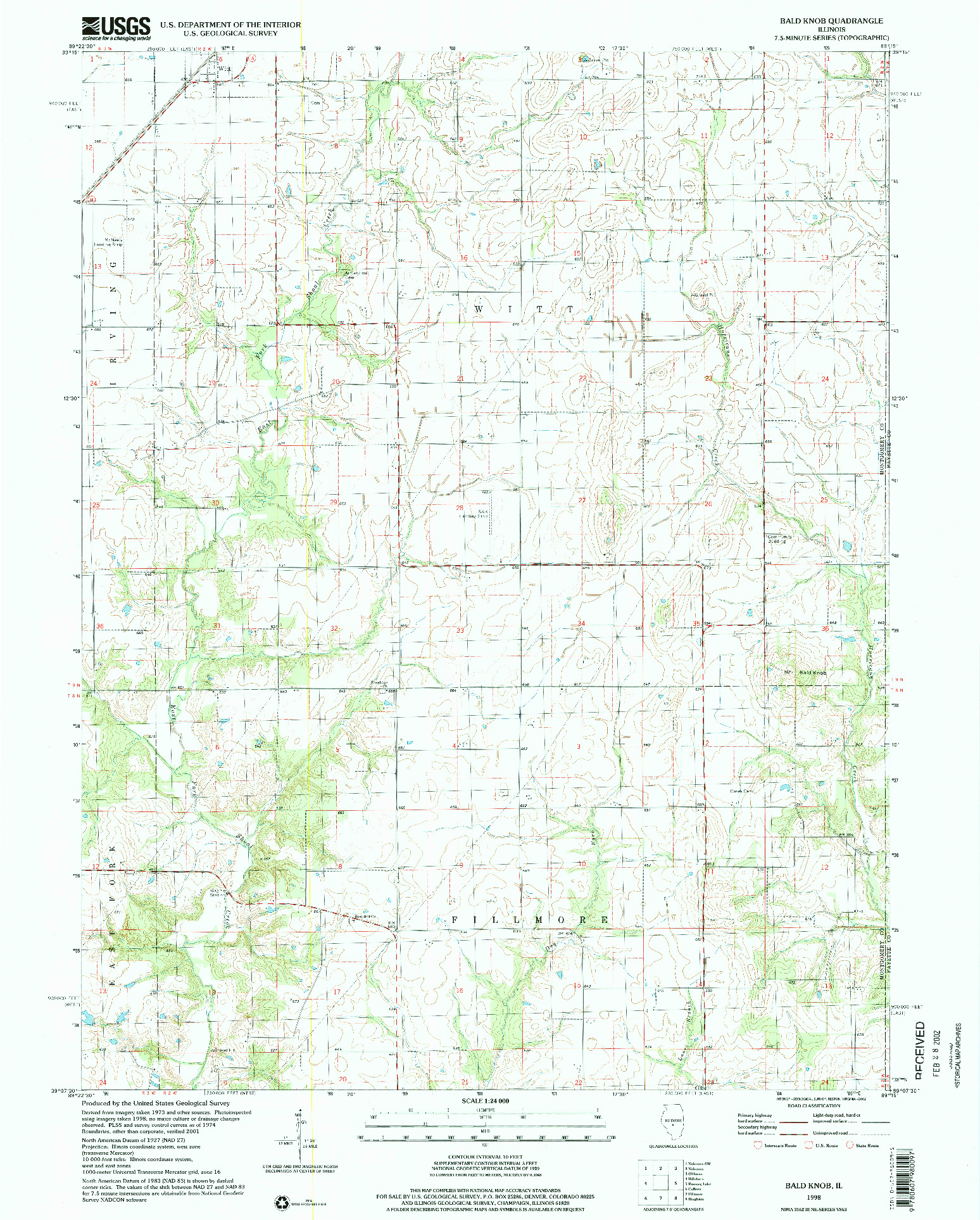 USGS 1:24000-SCALE QUADRANGLE FOR BALD KNOB, IL 1998