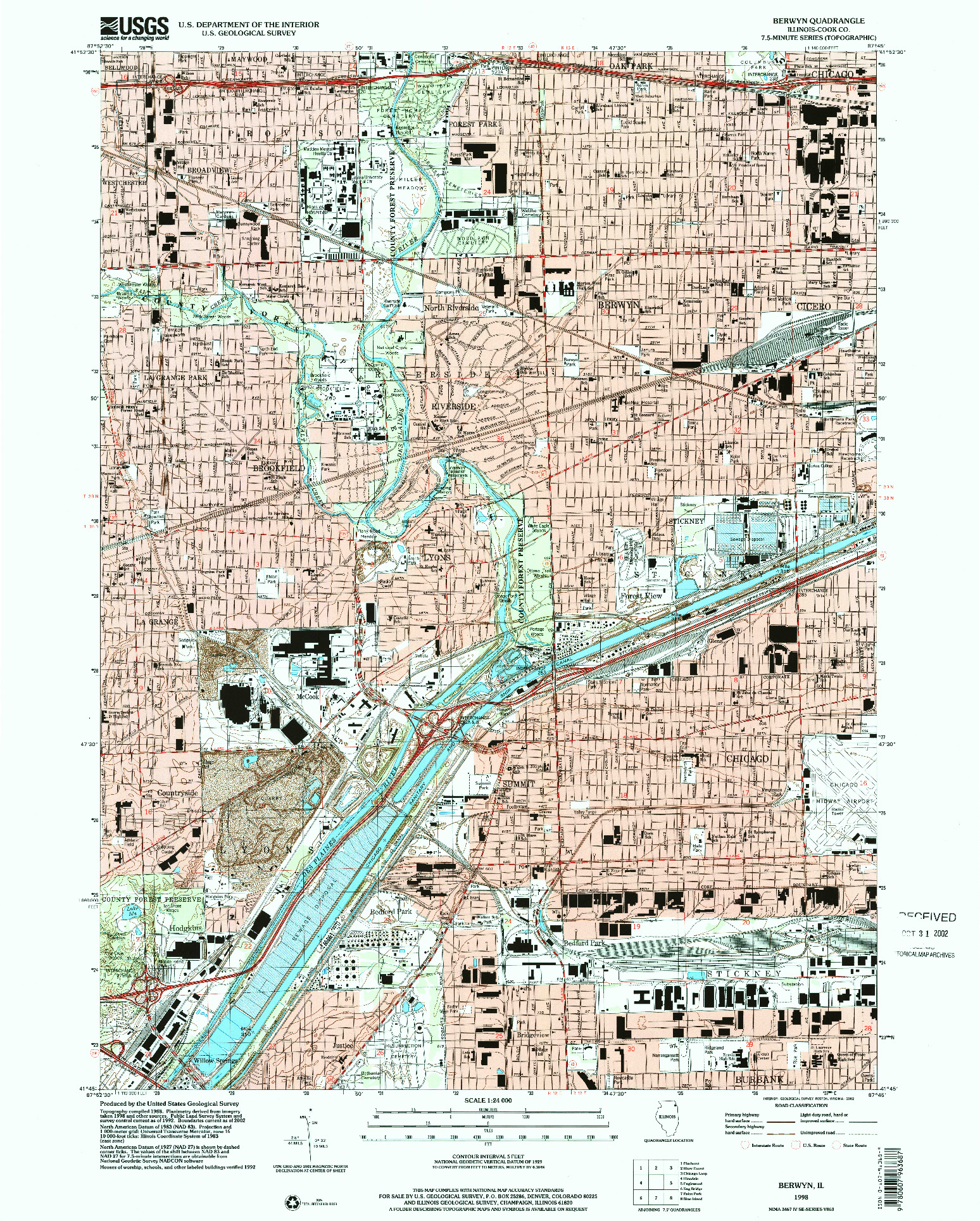 USGS 1:24000-SCALE QUADRANGLE FOR BERWYN, IL 1998
