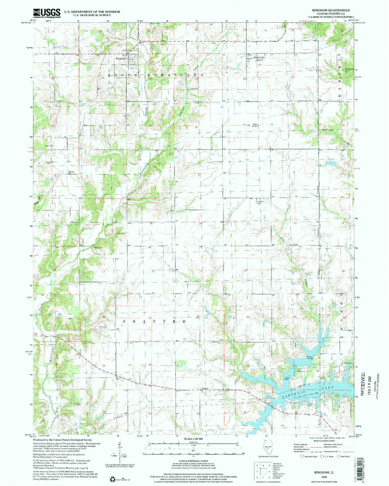 USGS 1:24000-SCALE QUADRANGLE FOR BINGHAM, IL 1998