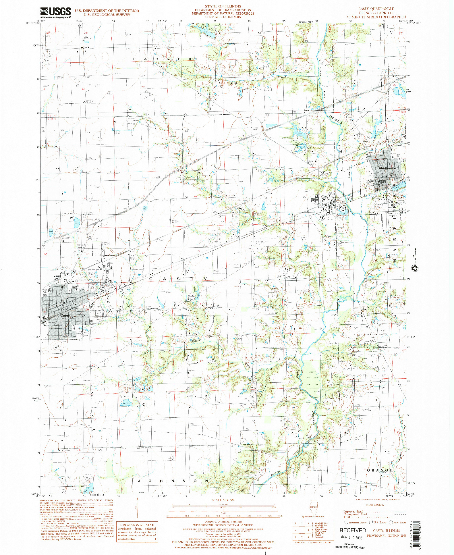 USGS 1:24000-SCALE QUADRANGLE FOR CASEY, IL 1998