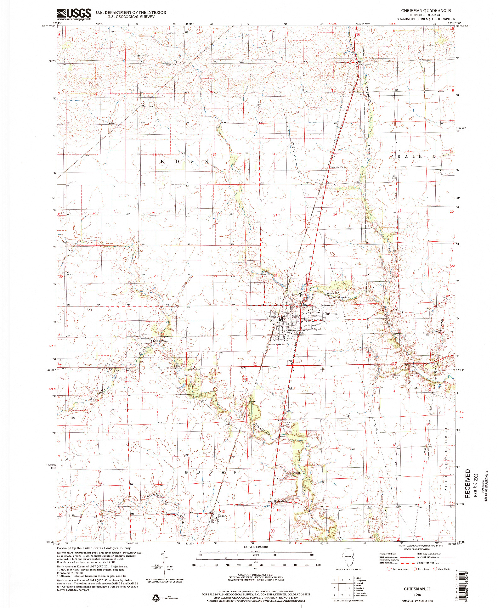 USGS 1:24000-SCALE QUADRANGLE FOR CHRISMAN, IL 1998