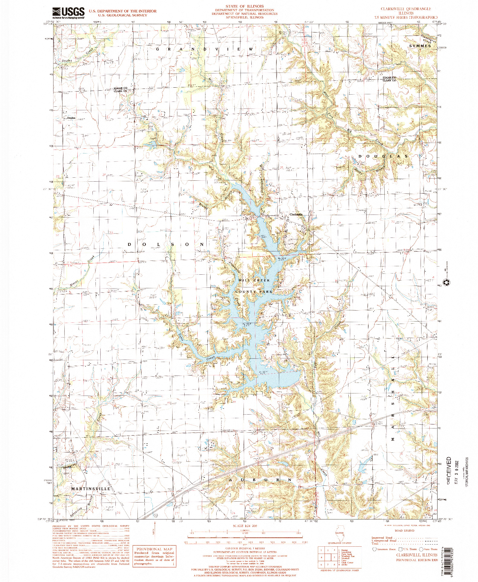 USGS 1:24000-SCALE QUADRANGLE FOR CLARKSVILLE, IL 1998
