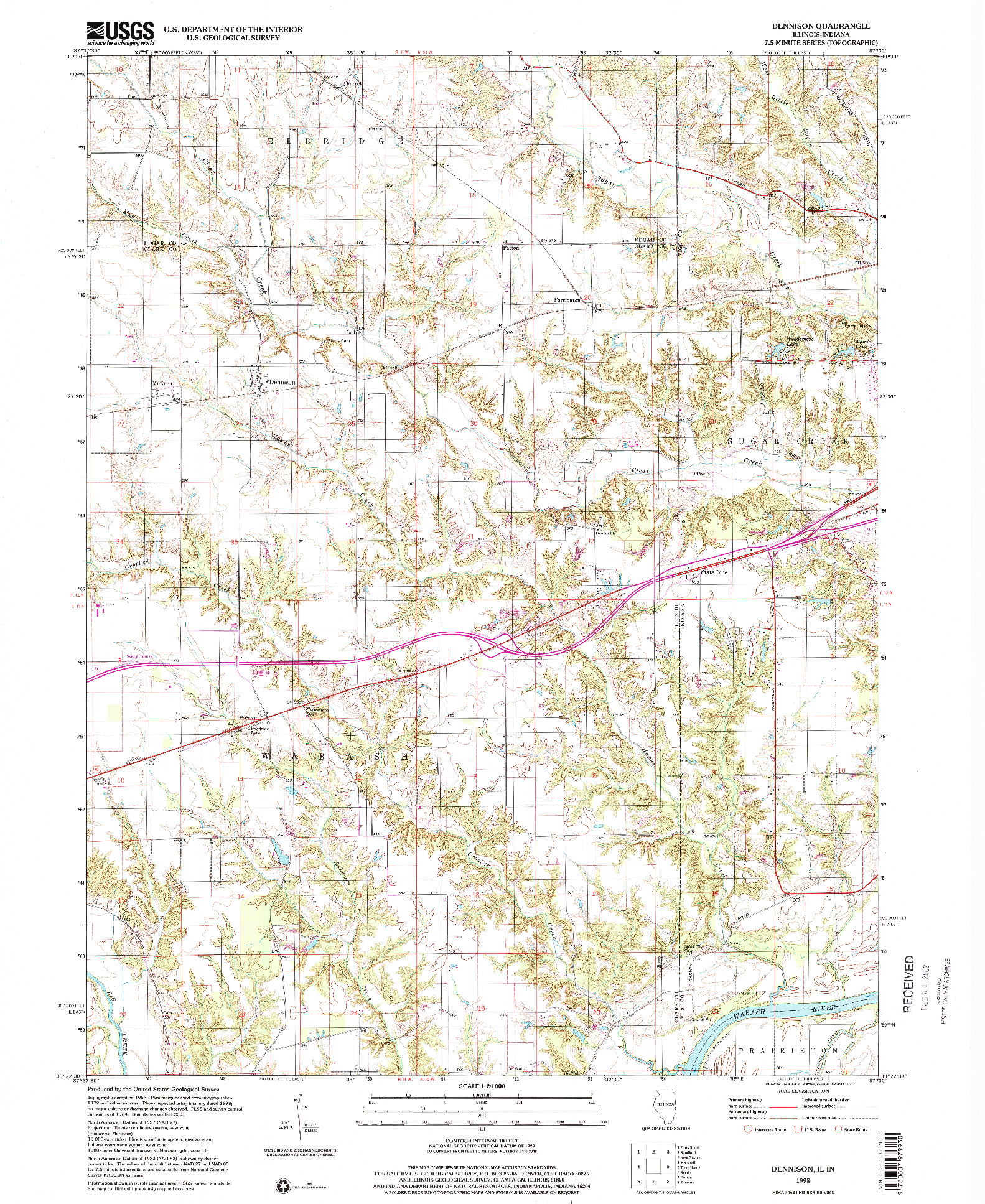 USGS 1:24000-SCALE QUADRANGLE FOR DENNISON, IL 1998
