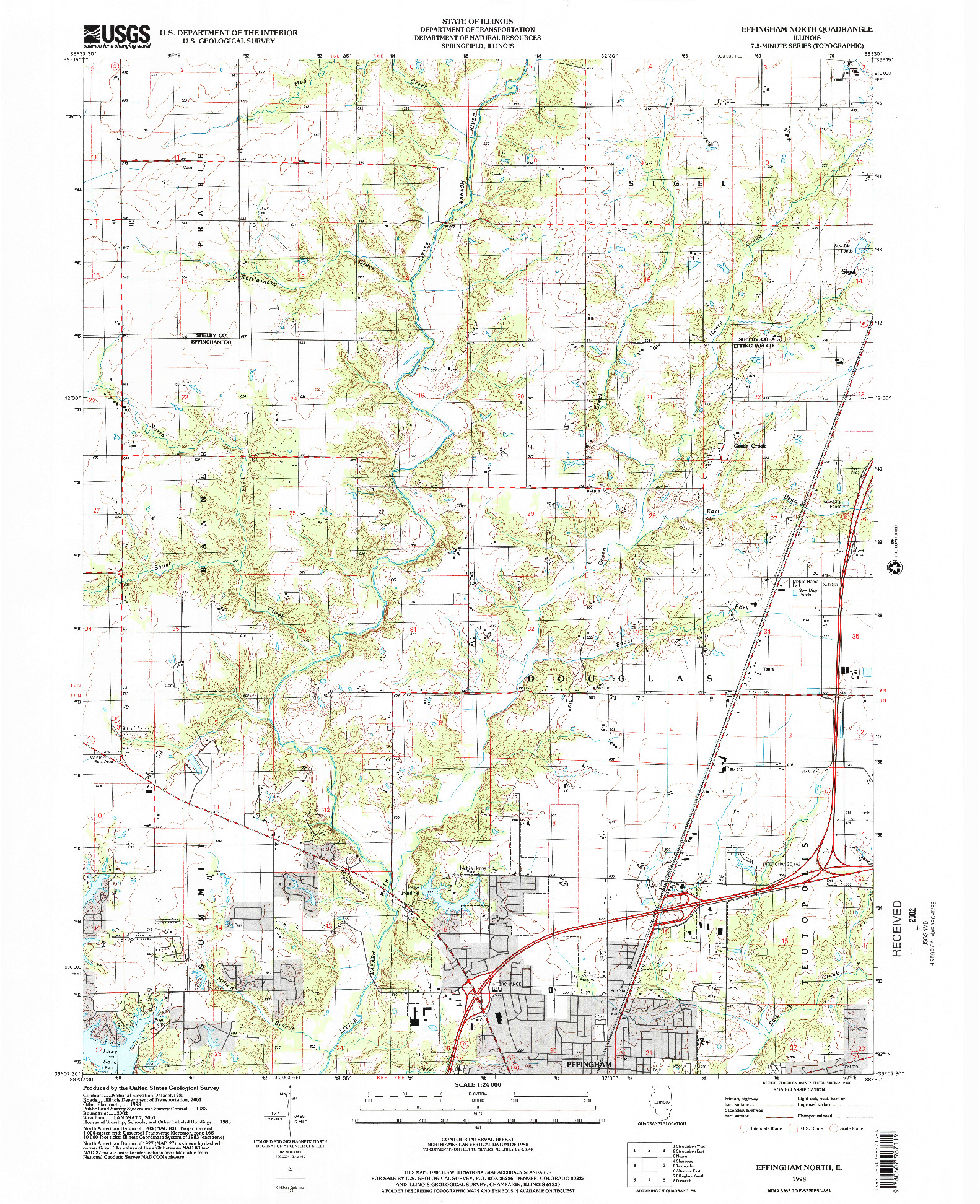 USGS 1:24000-SCALE QUADRANGLE FOR EFFINGHAM NORTH, IL 1998