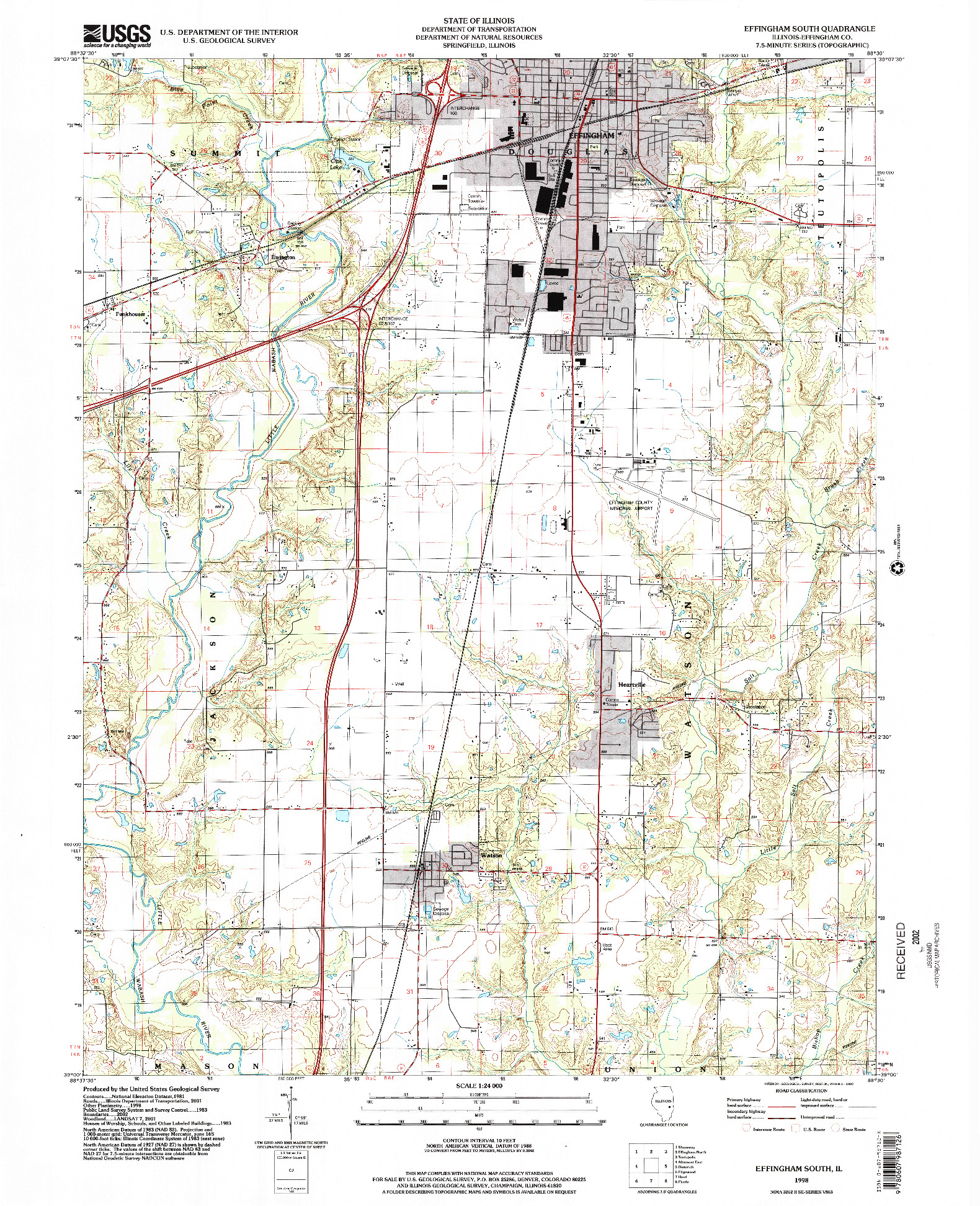 USGS 1:24000-SCALE QUADRANGLE FOR EFFINGHAM SOUTH, IL 1998