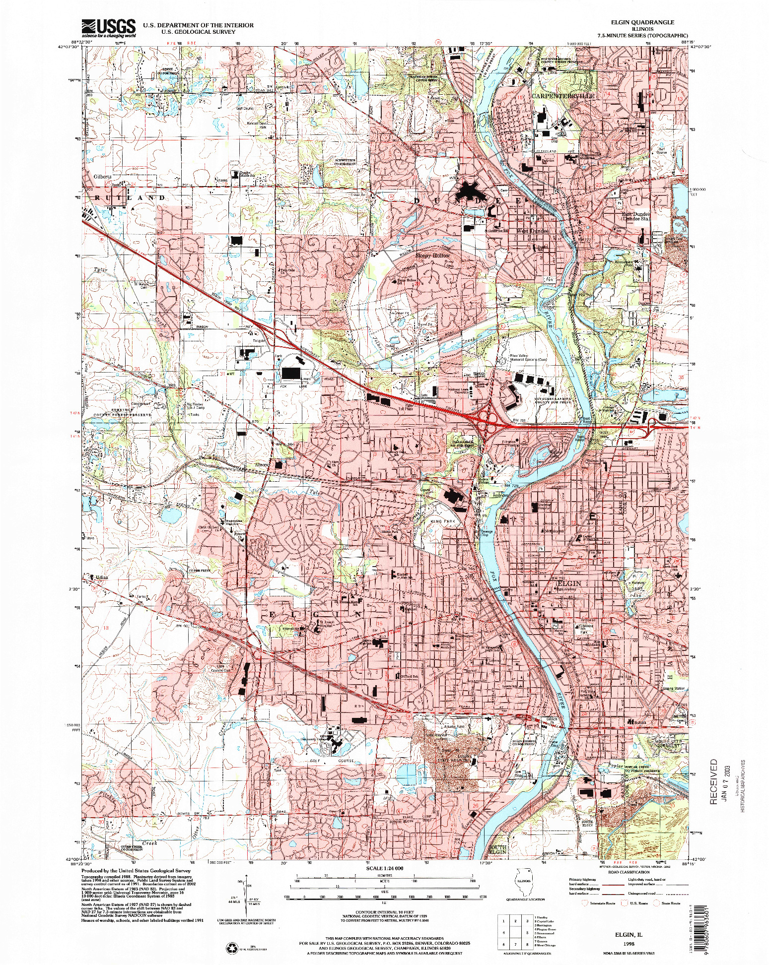 USGS 1:24000-SCALE QUADRANGLE FOR ELGIN, IL 1998