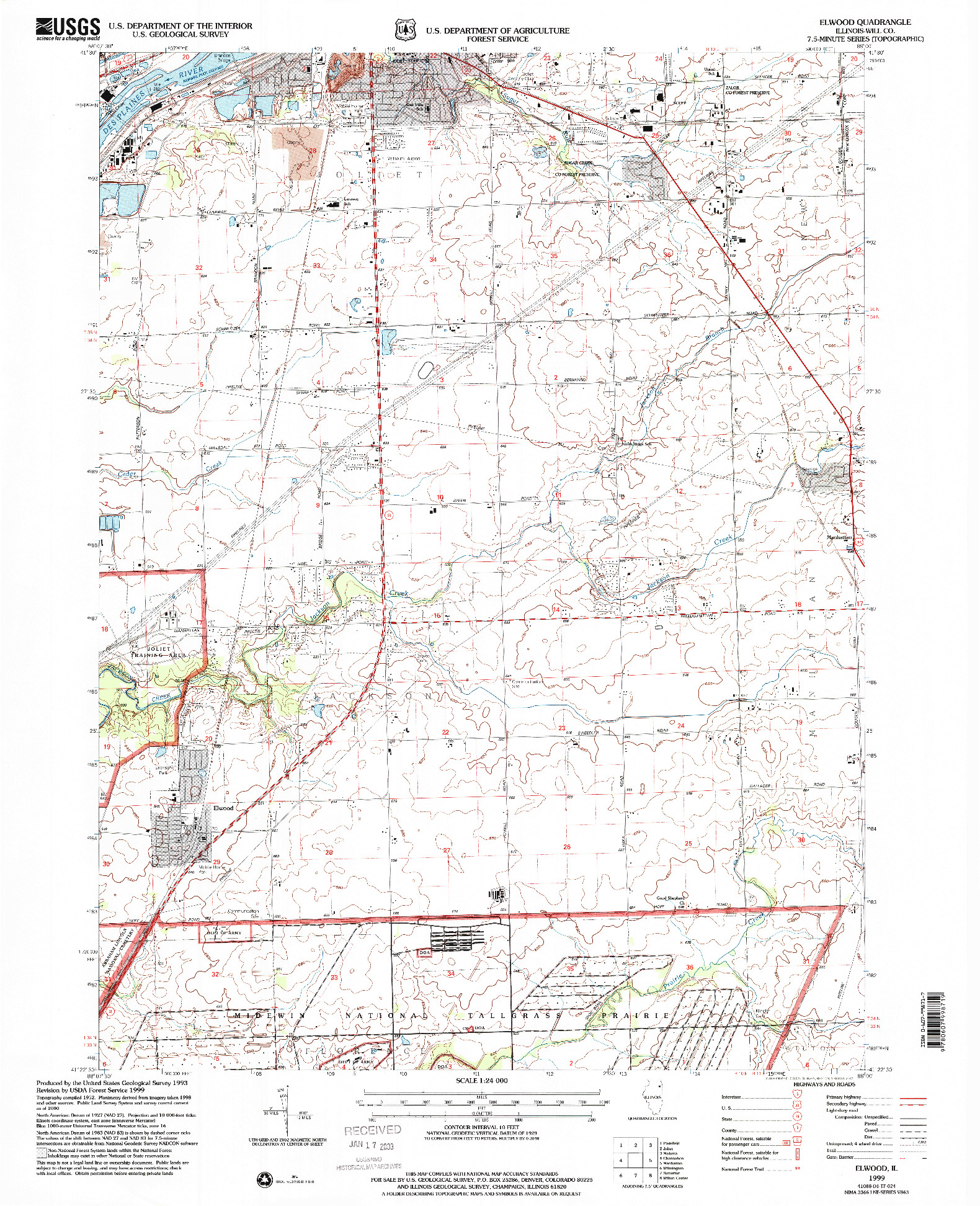 USGS 1:24000-SCALE QUADRANGLE FOR ELWOOD, IL 1999