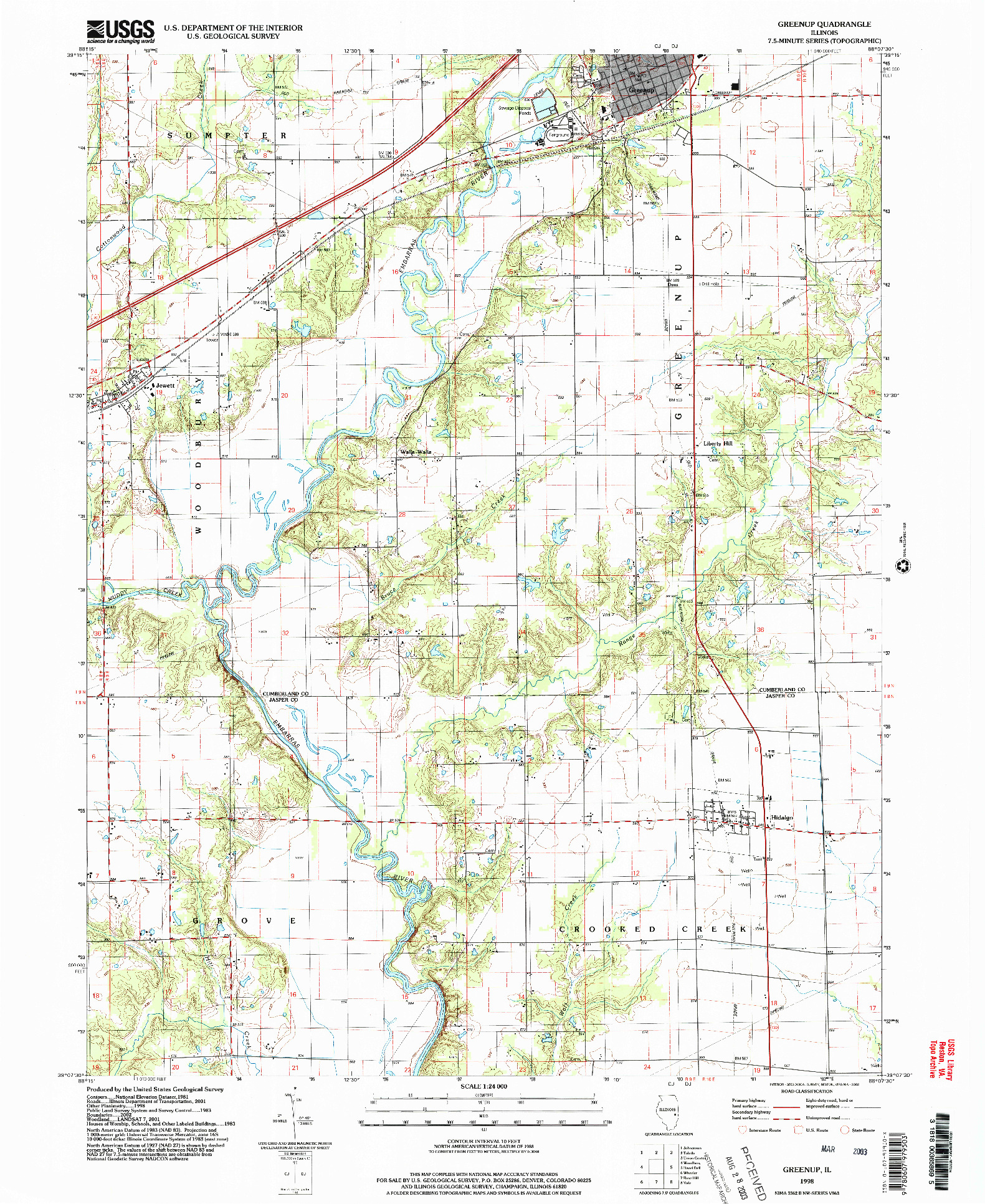 USGS 1:24000-SCALE QUADRANGLE FOR GREENUP, IL 1998