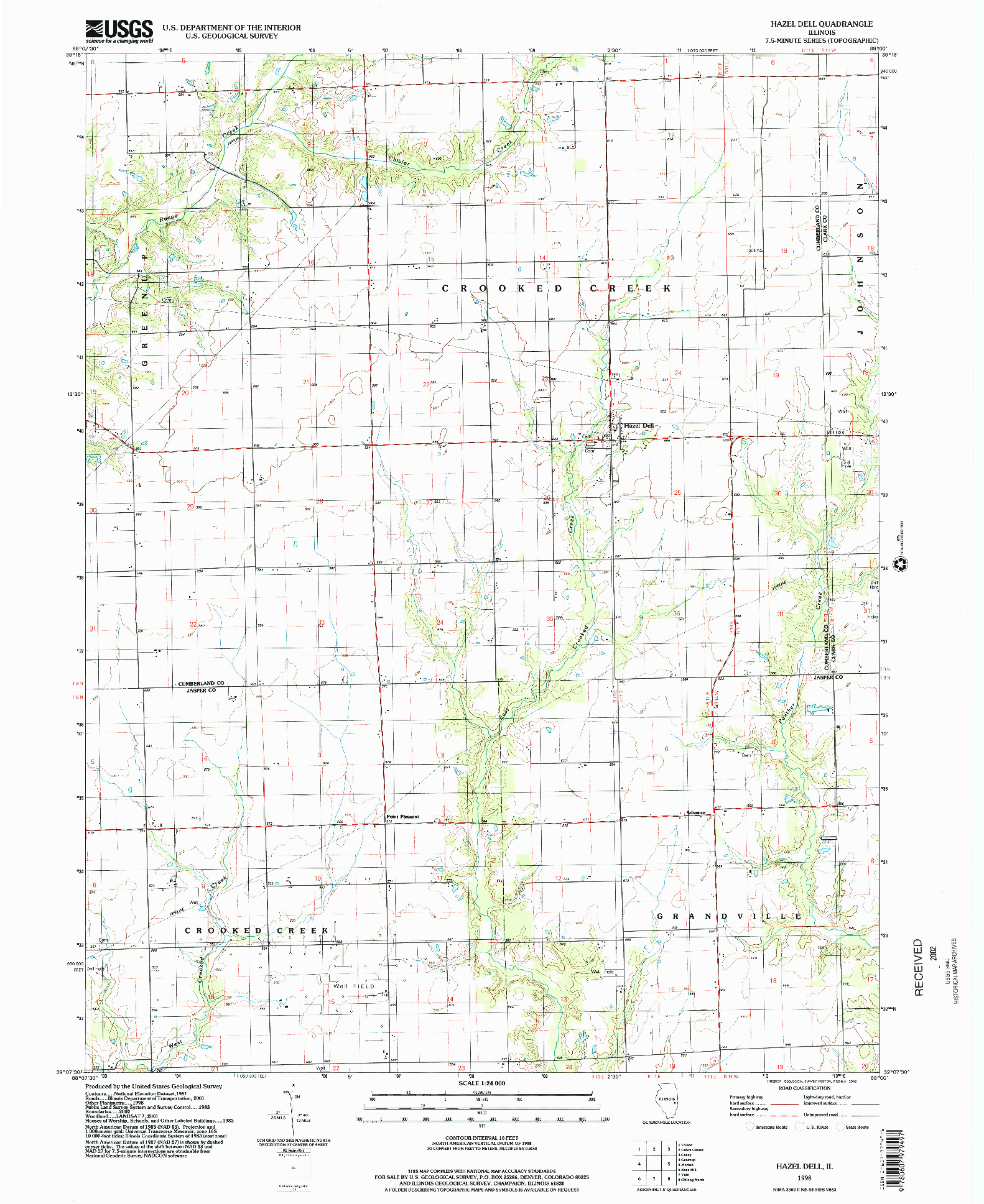USGS 1:24000-SCALE QUADRANGLE FOR HAZEL DELL, IL 1998
