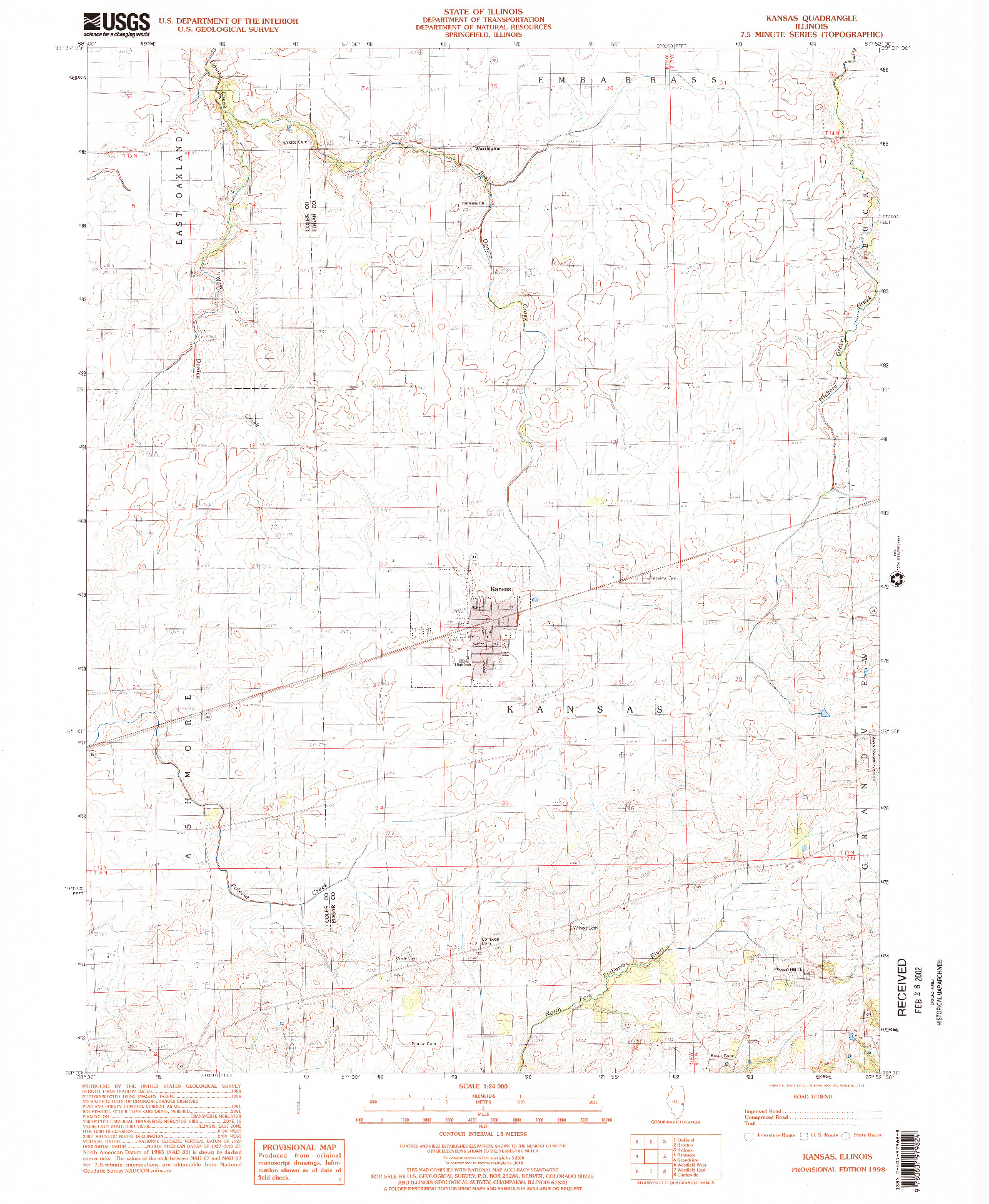 USGS 1:24000-SCALE QUADRANGLE FOR KANSAS, IL 1998