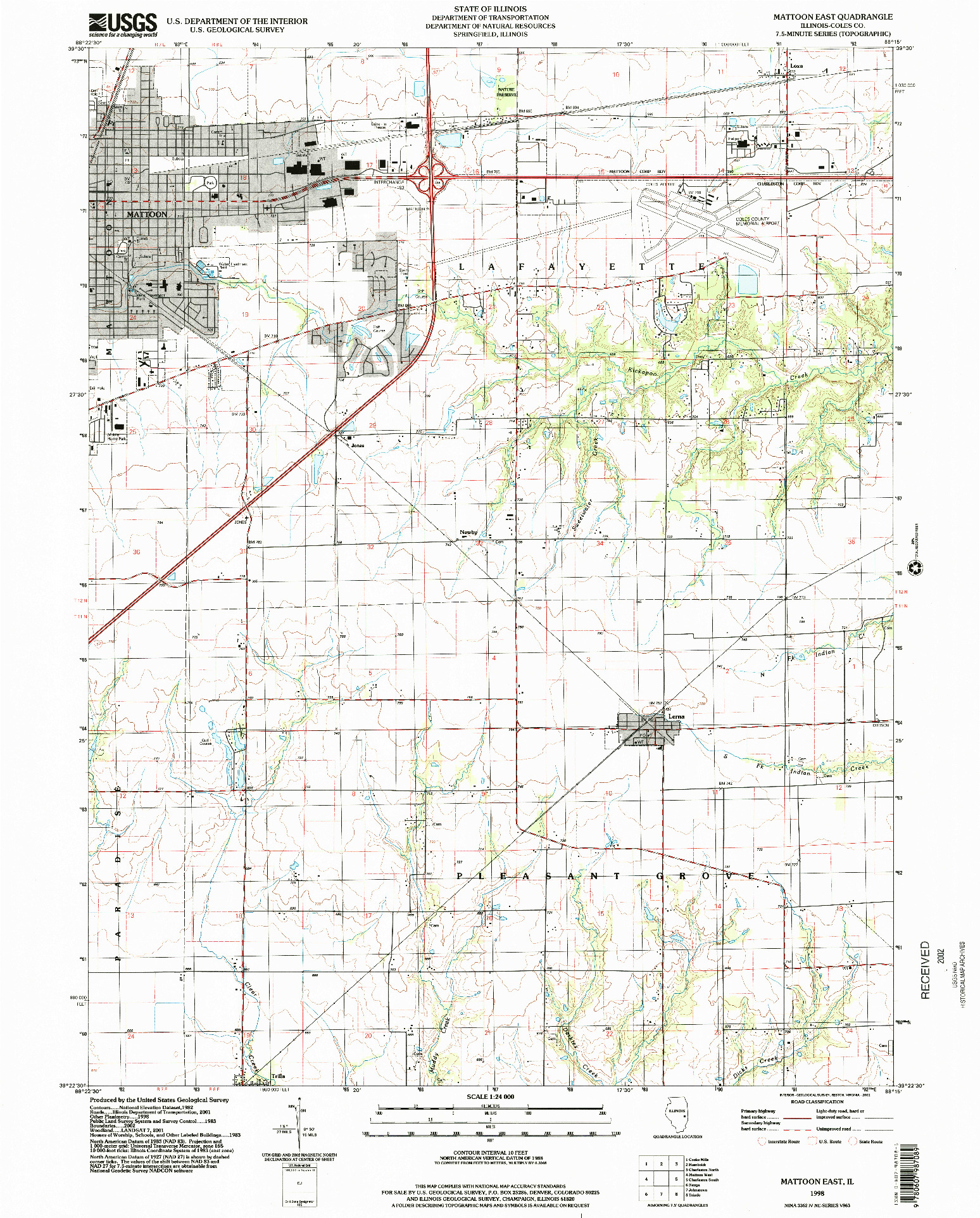 USGS 1:24000-SCALE QUADRANGLE FOR MATTOON EAST, IL 1998