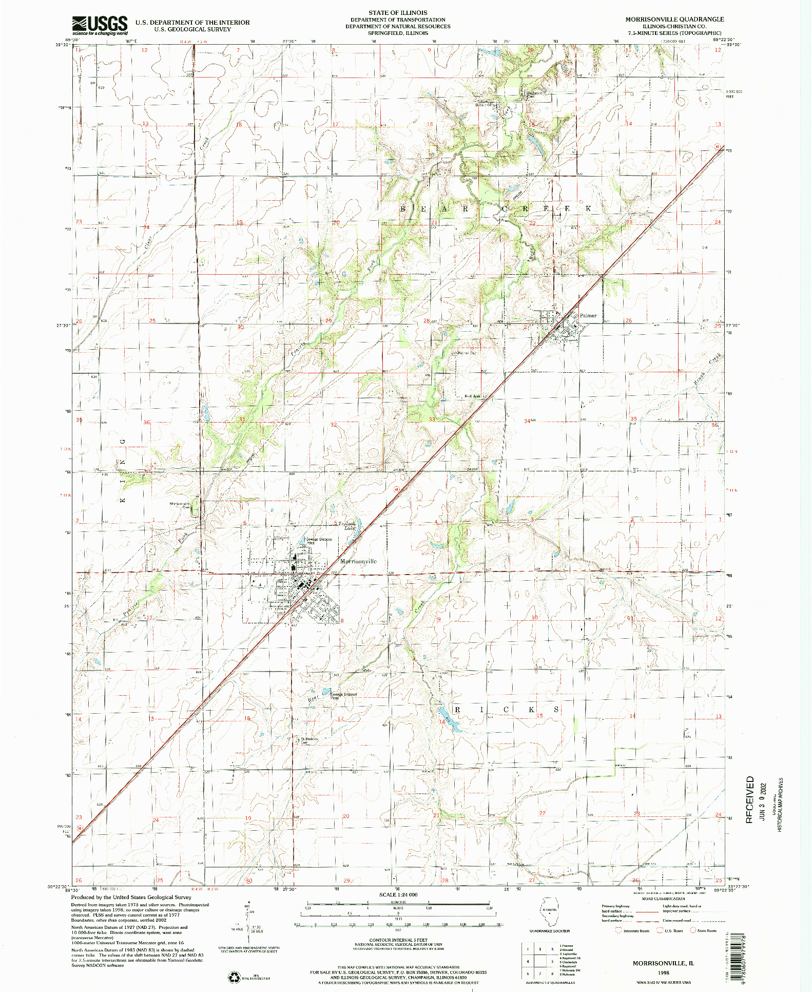 USGS 1:24000-SCALE QUADRANGLE FOR MORRISONVILLE, IL 1998