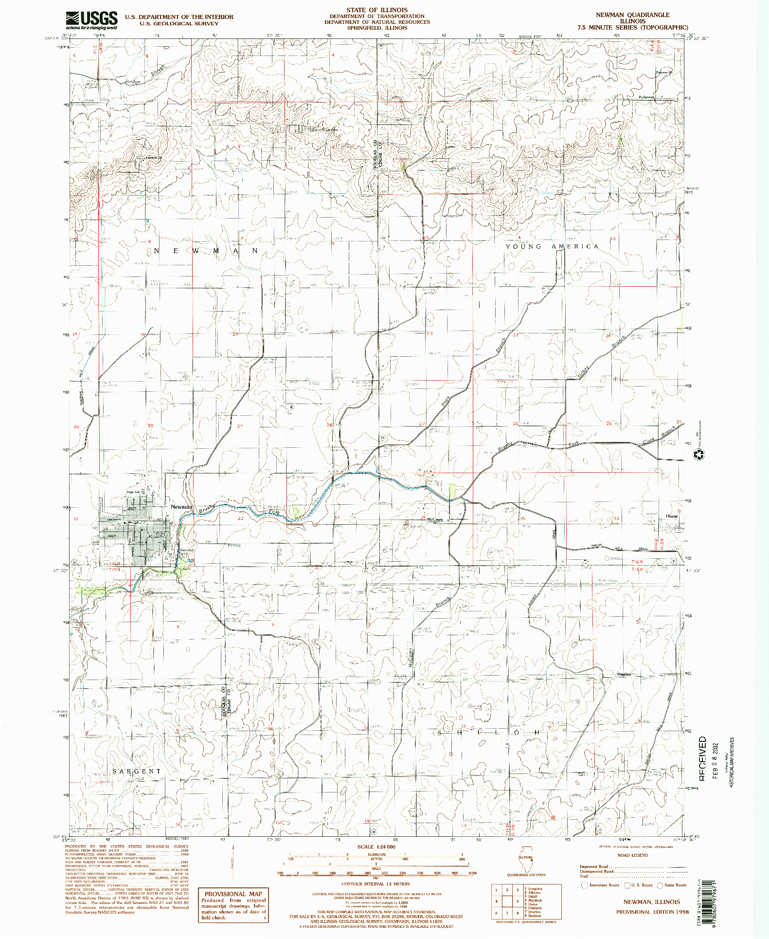 USGS 1:24000-SCALE QUADRANGLE FOR NEWMAN, IL 1998