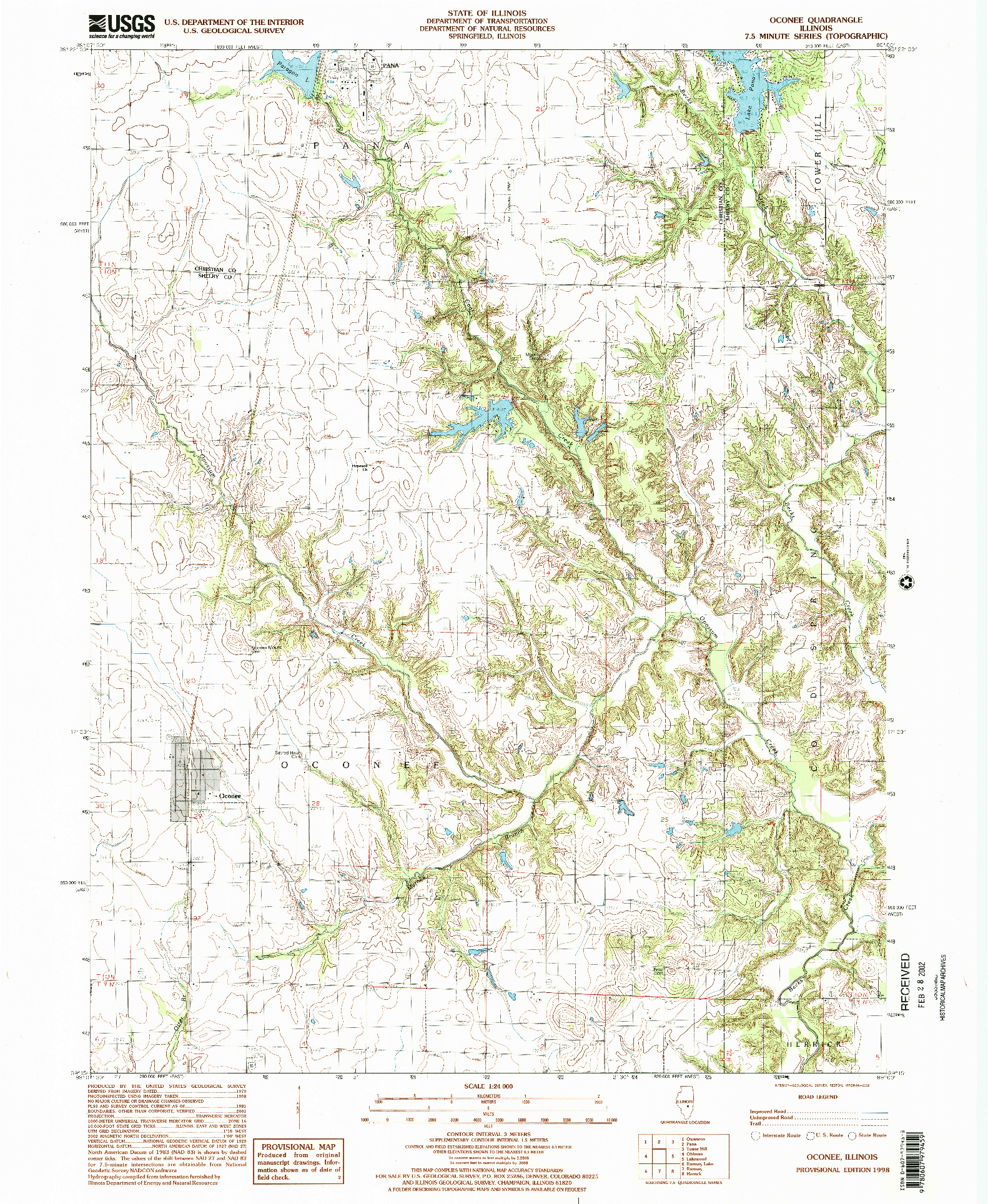 USGS 1:24000-SCALE QUADRANGLE FOR OCONEE, IL 1998