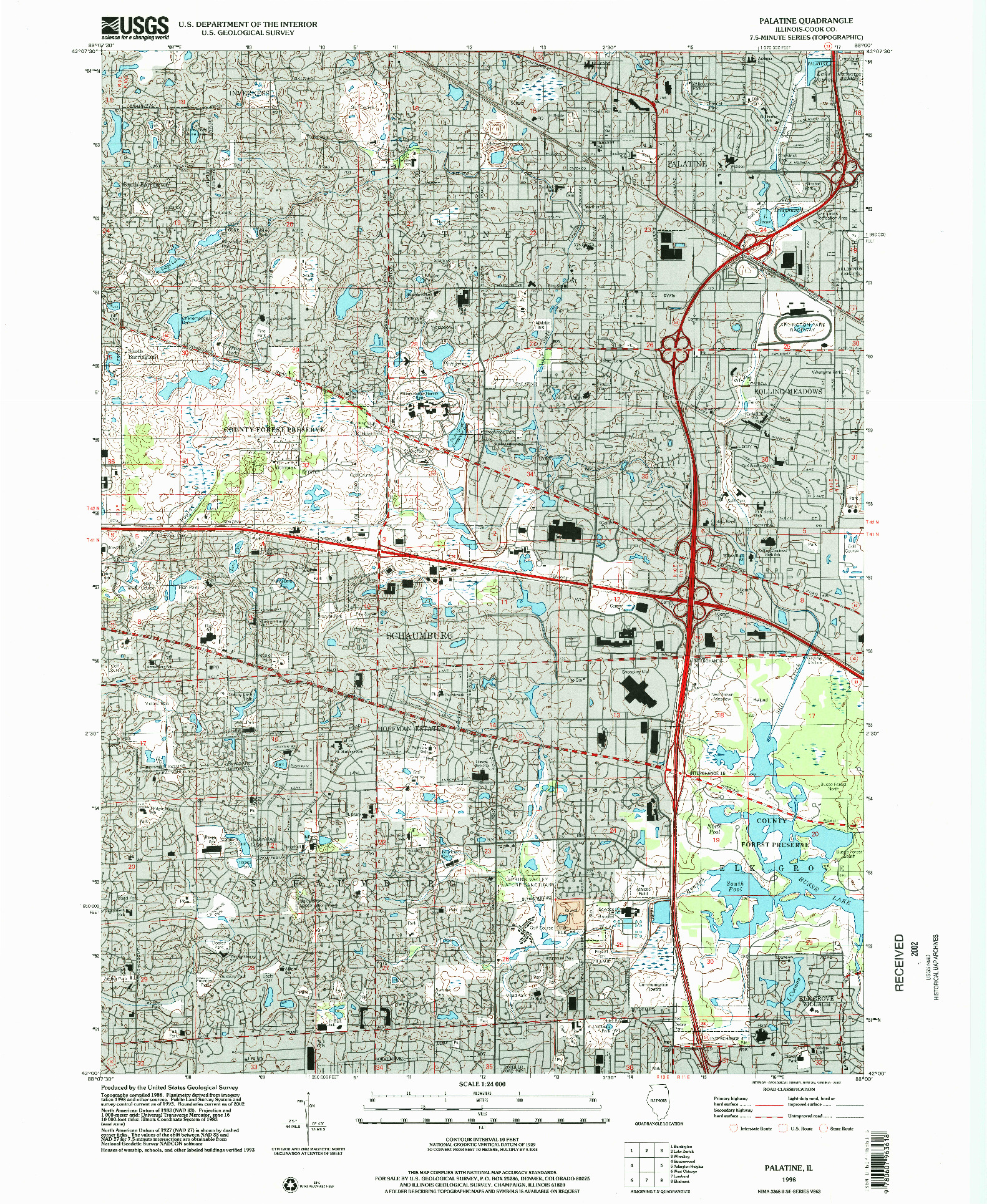USGS 1:24000-SCALE QUADRANGLE FOR PALATINE, IL 1998