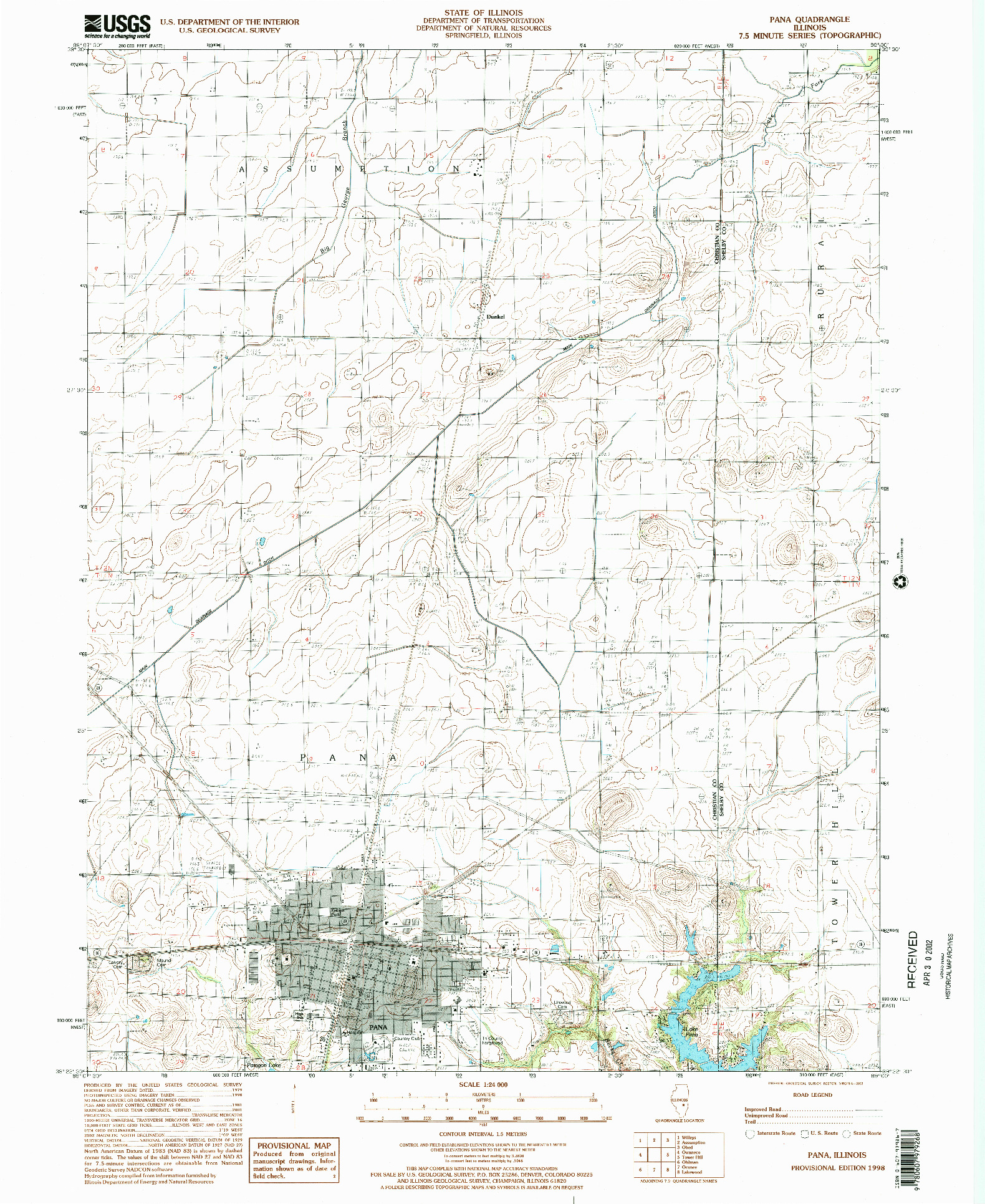 USGS 1:24000-SCALE QUADRANGLE FOR PANA, IL 1998