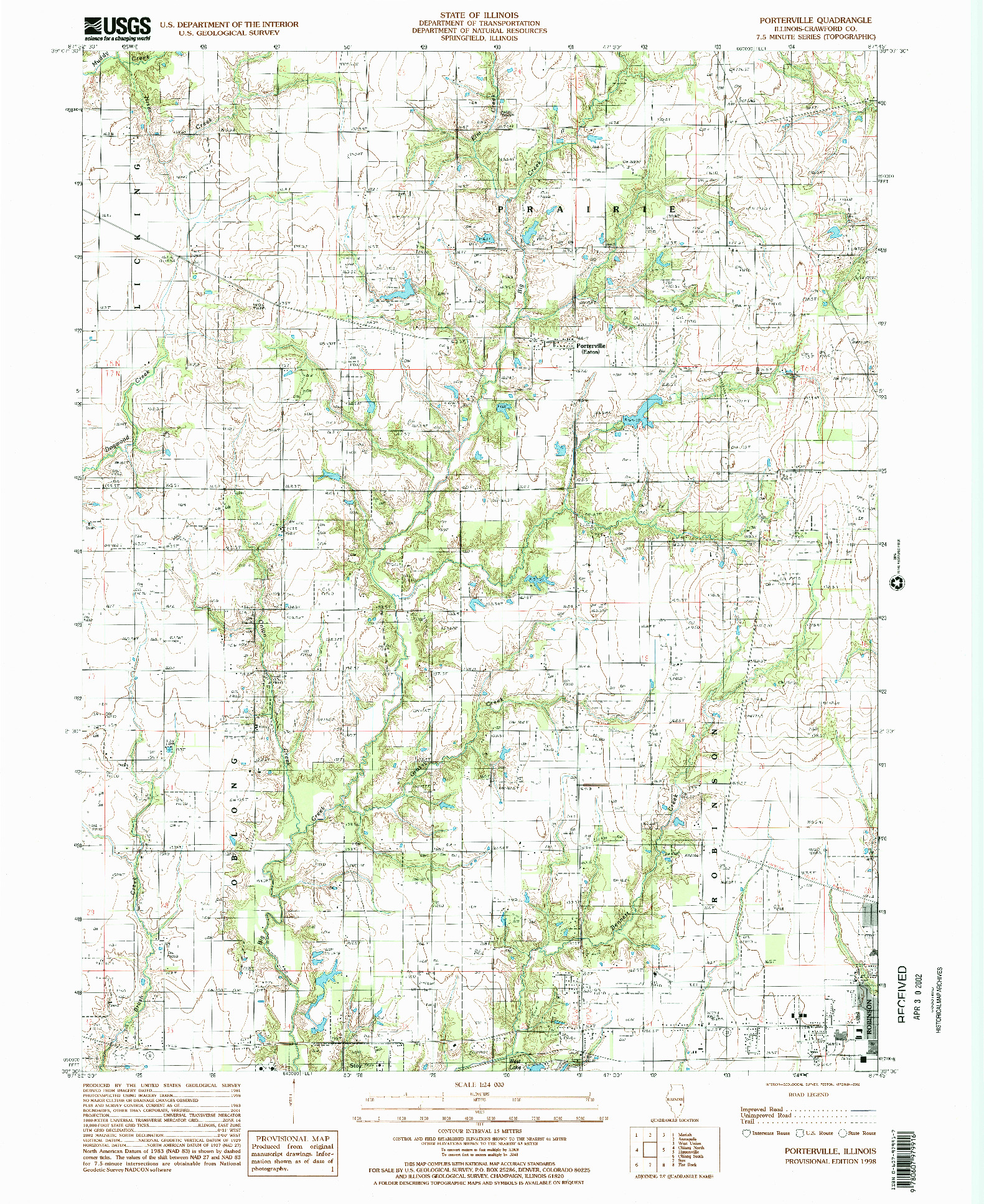 USGS 1:24000-SCALE QUADRANGLE FOR PORTERVILLE, IL 1998