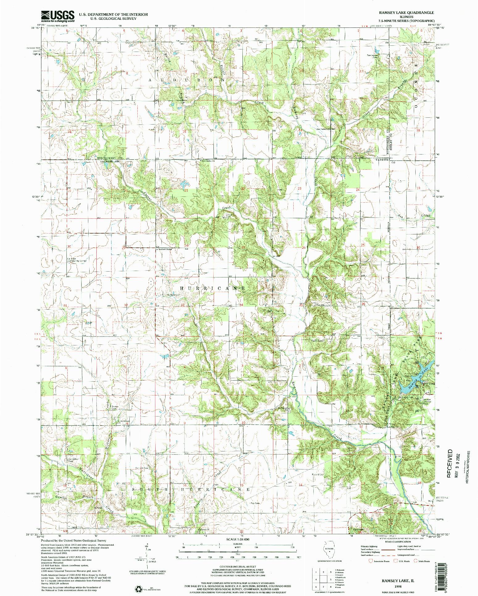 USGS 1:24000-SCALE QUADRANGLE FOR RAMSEY LAKE, IL 1998