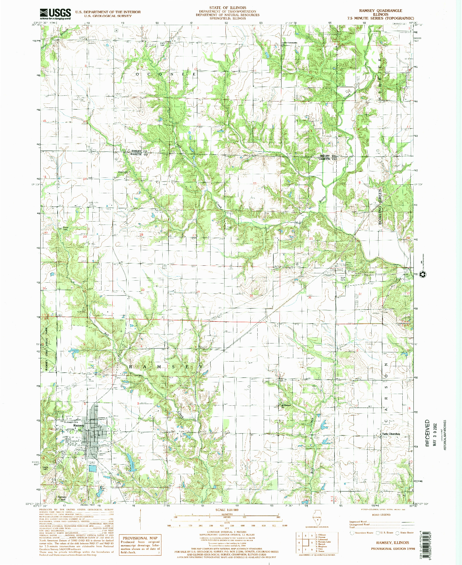 USGS 1:24000-SCALE QUADRANGLE FOR RAMSEY, IL 1998