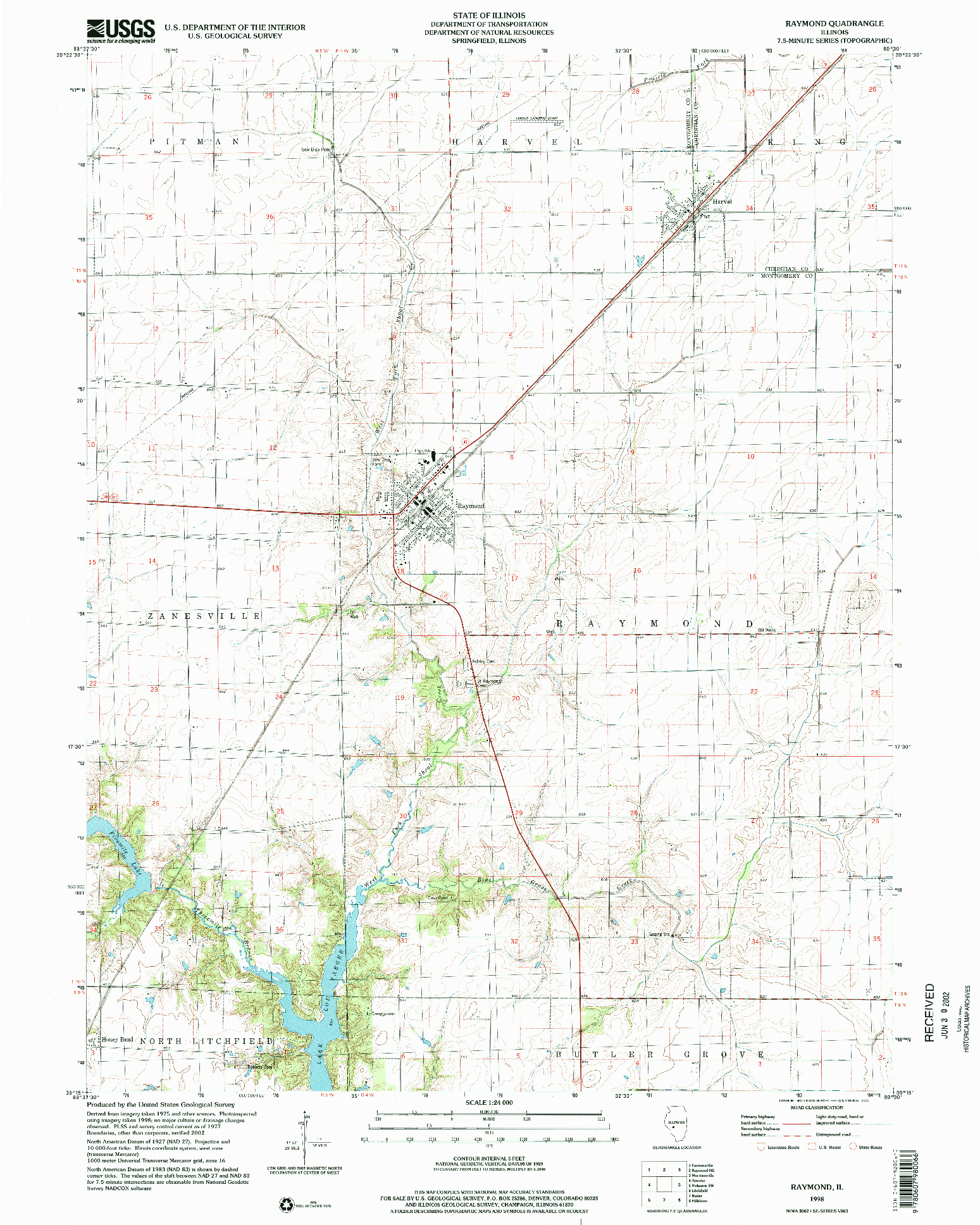 USGS 1:24000-SCALE QUADRANGLE FOR RAYMOND, IL 1998