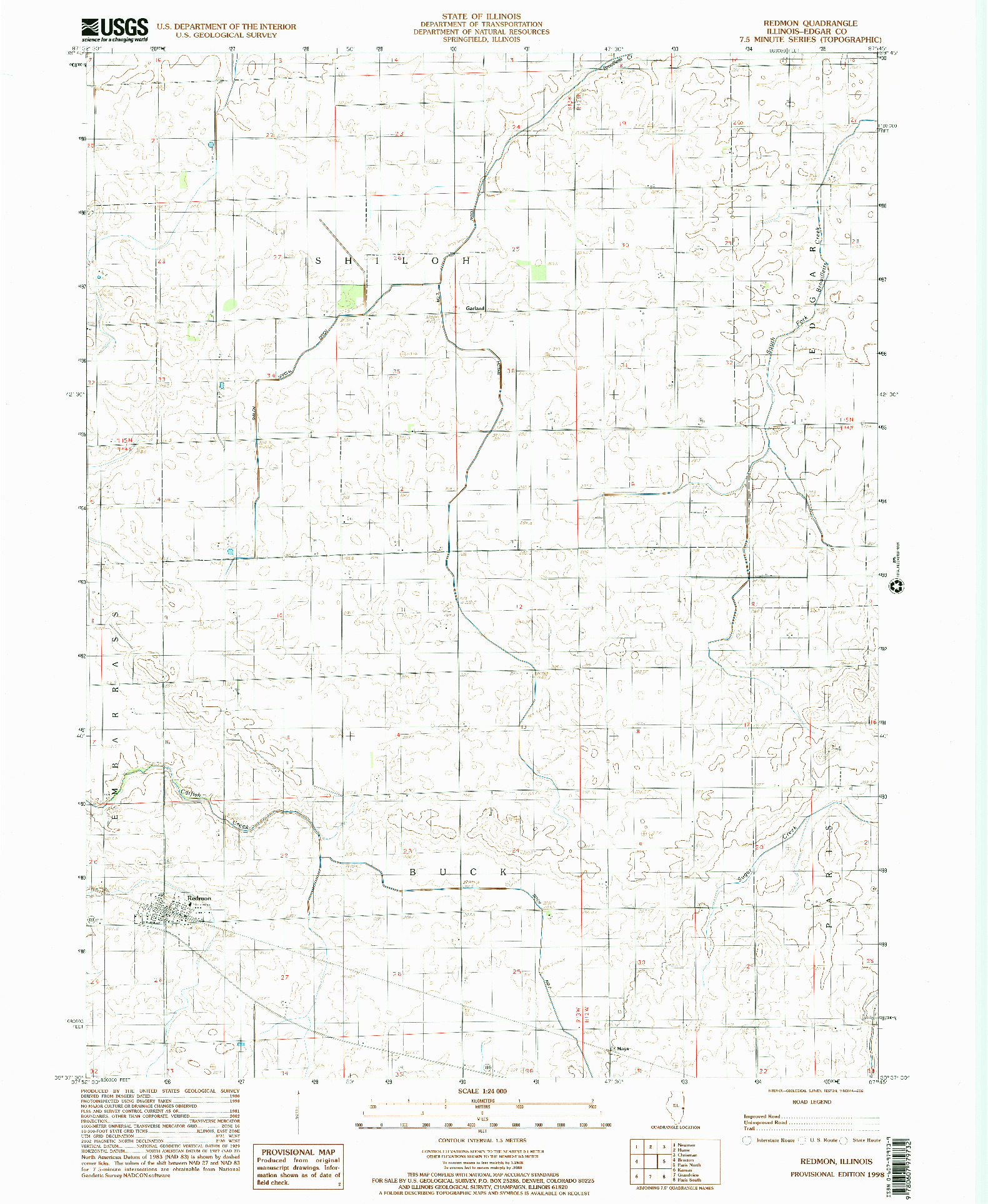 USGS 1:24000-SCALE QUADRANGLE FOR REDMON, IL 1998