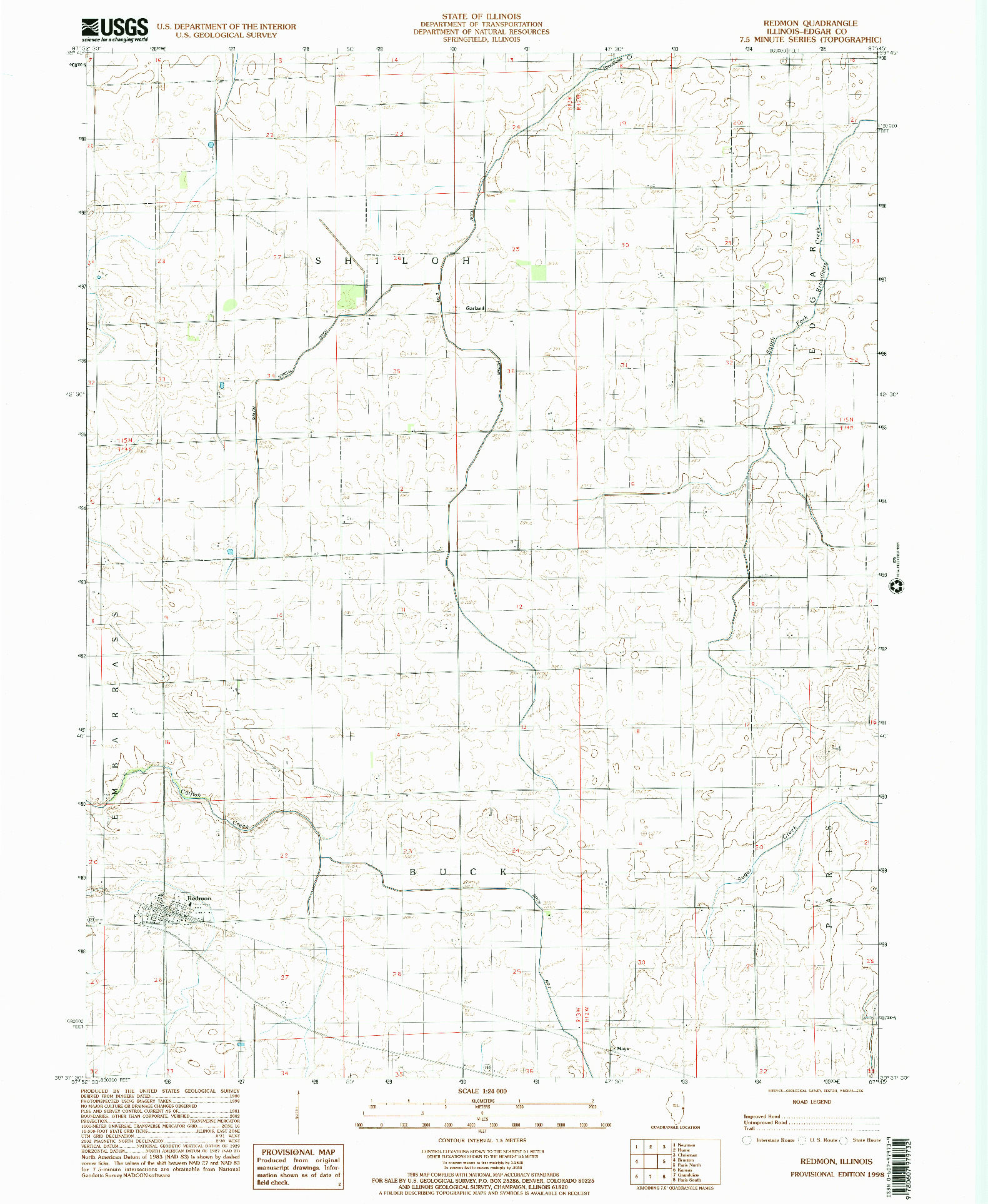 USGS 1:24000-SCALE QUADRANGLE FOR REDMON, IL 1998