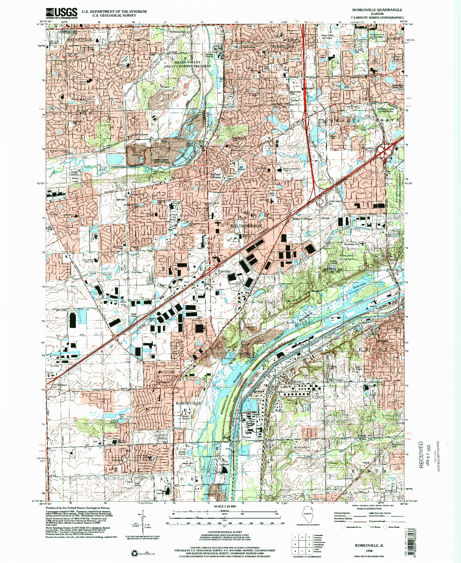 USGS 1:24000-SCALE QUADRANGLE FOR ROMEOVILLE, IL 1998