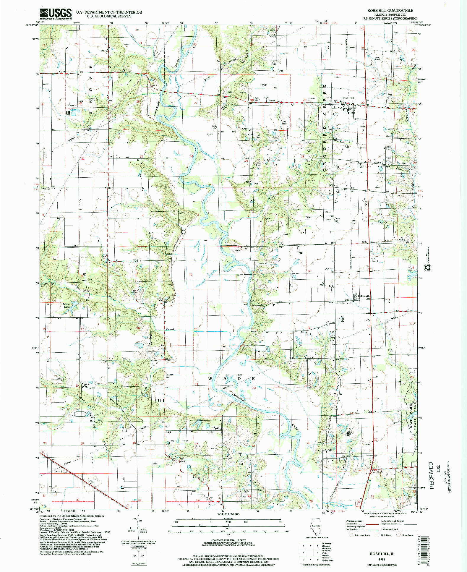 USGS 1:24000-SCALE QUADRANGLE FOR ROSE HILL, IL 1998
