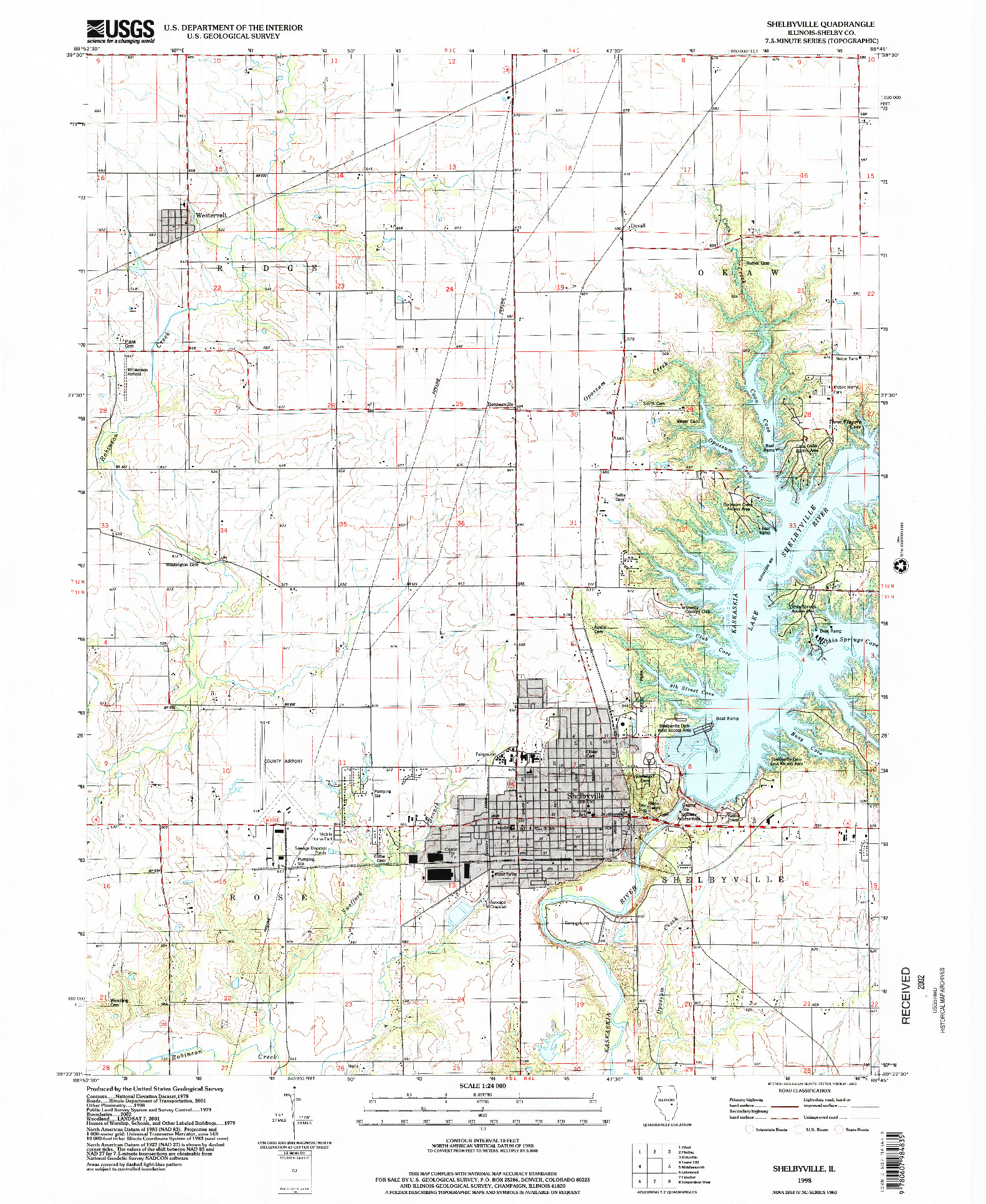 USGS 1:24000-SCALE QUADRANGLE FOR SHELBYVILLE, IL 1998