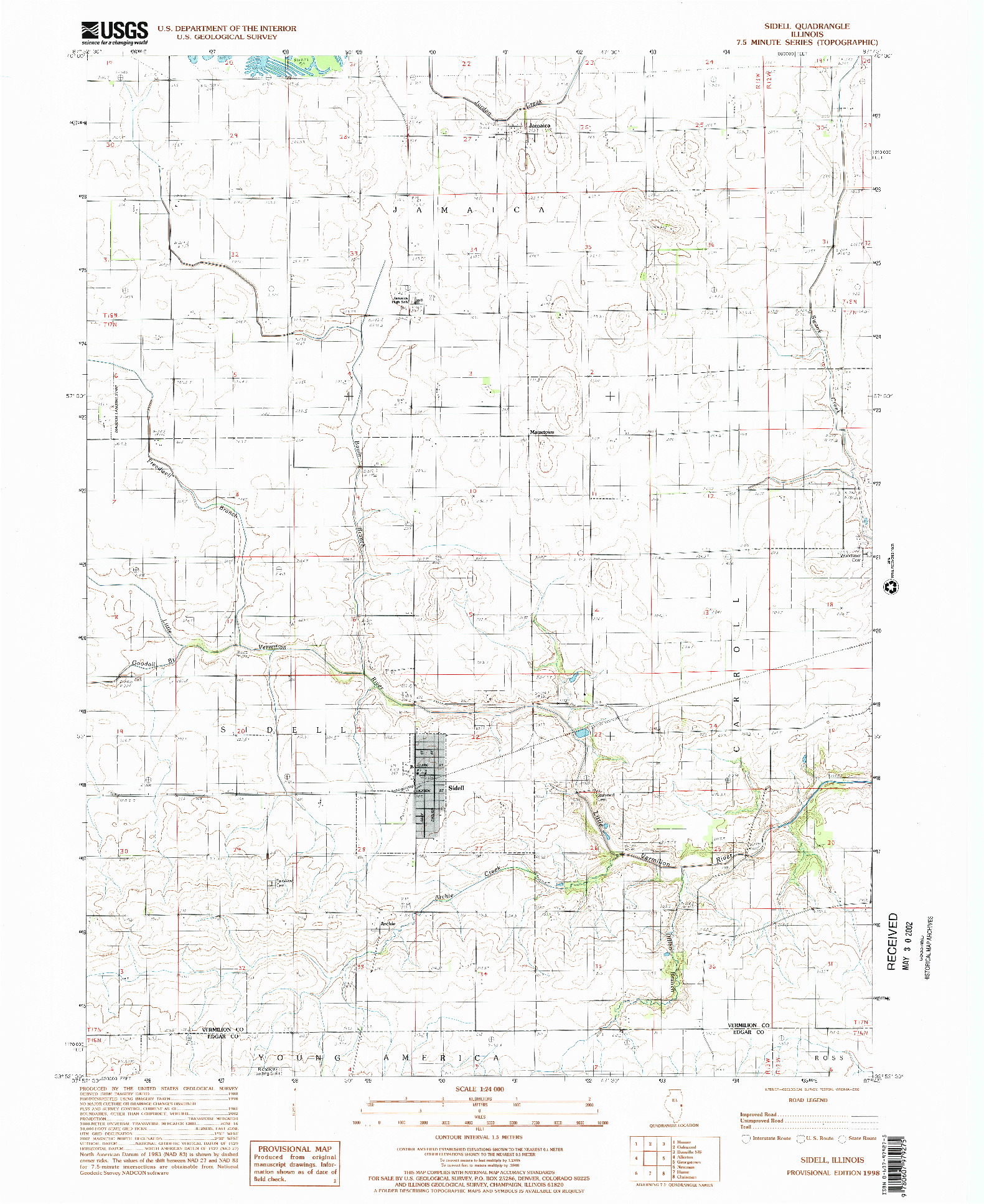 USGS 1:24000-SCALE QUADRANGLE FOR SIDELL, IL 1998