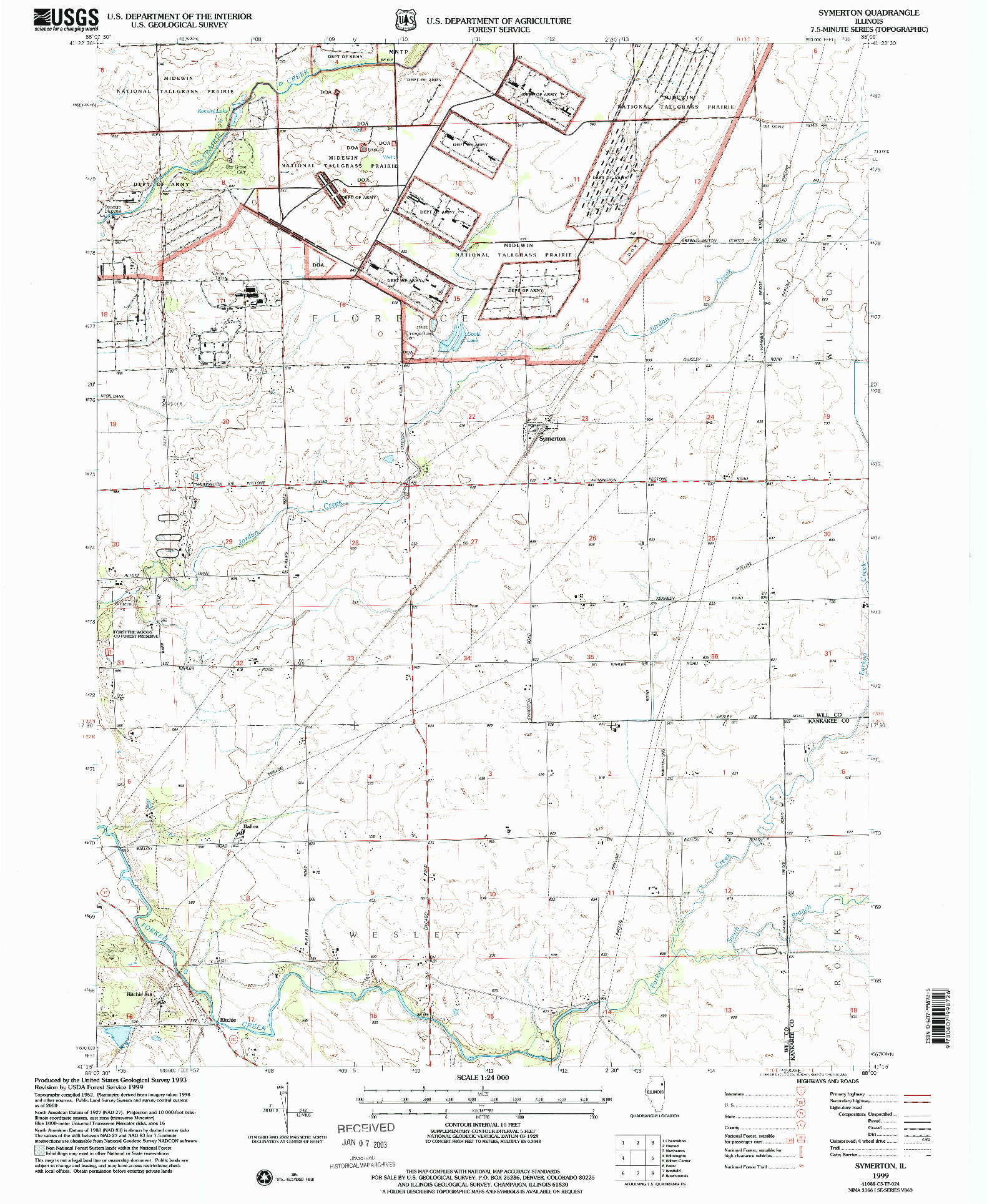 USGS 1:24000-SCALE QUADRANGLE FOR SYMERTON, IL 1999