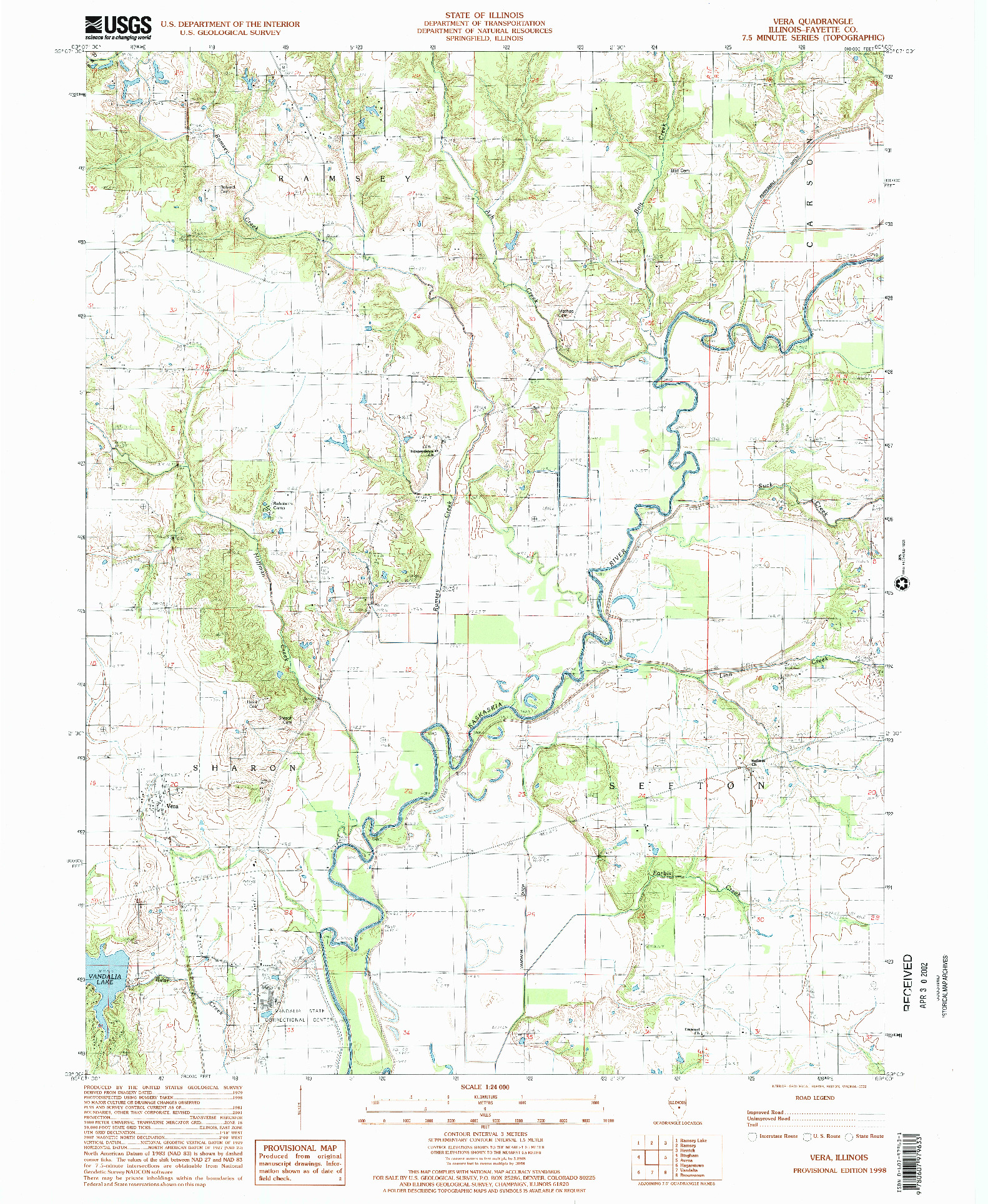 USGS 1:24000-SCALE QUADRANGLE FOR VERA, IL 1998