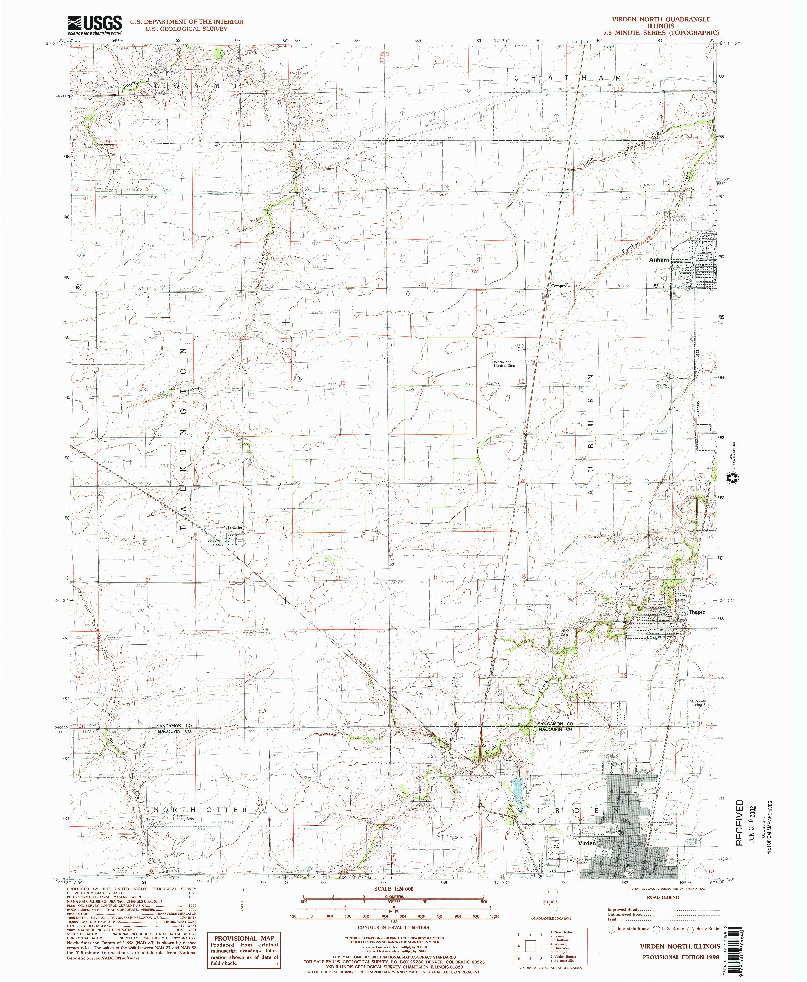 USGS 1:24000-SCALE QUADRANGLE FOR VIRDEN NORTH, IL 1998