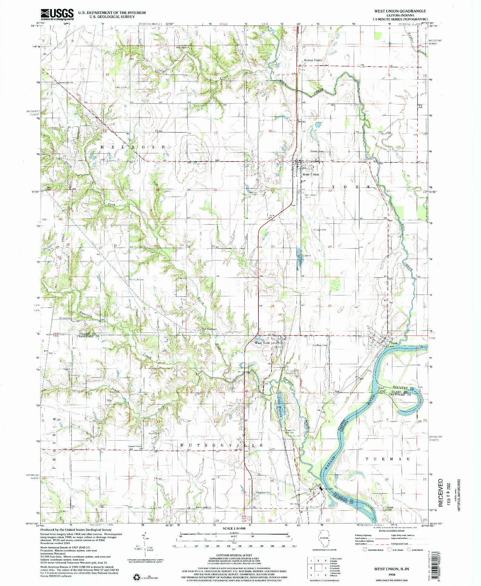 USGS 1:24000-SCALE QUADRANGLE FOR WEST UNION, IL 1998