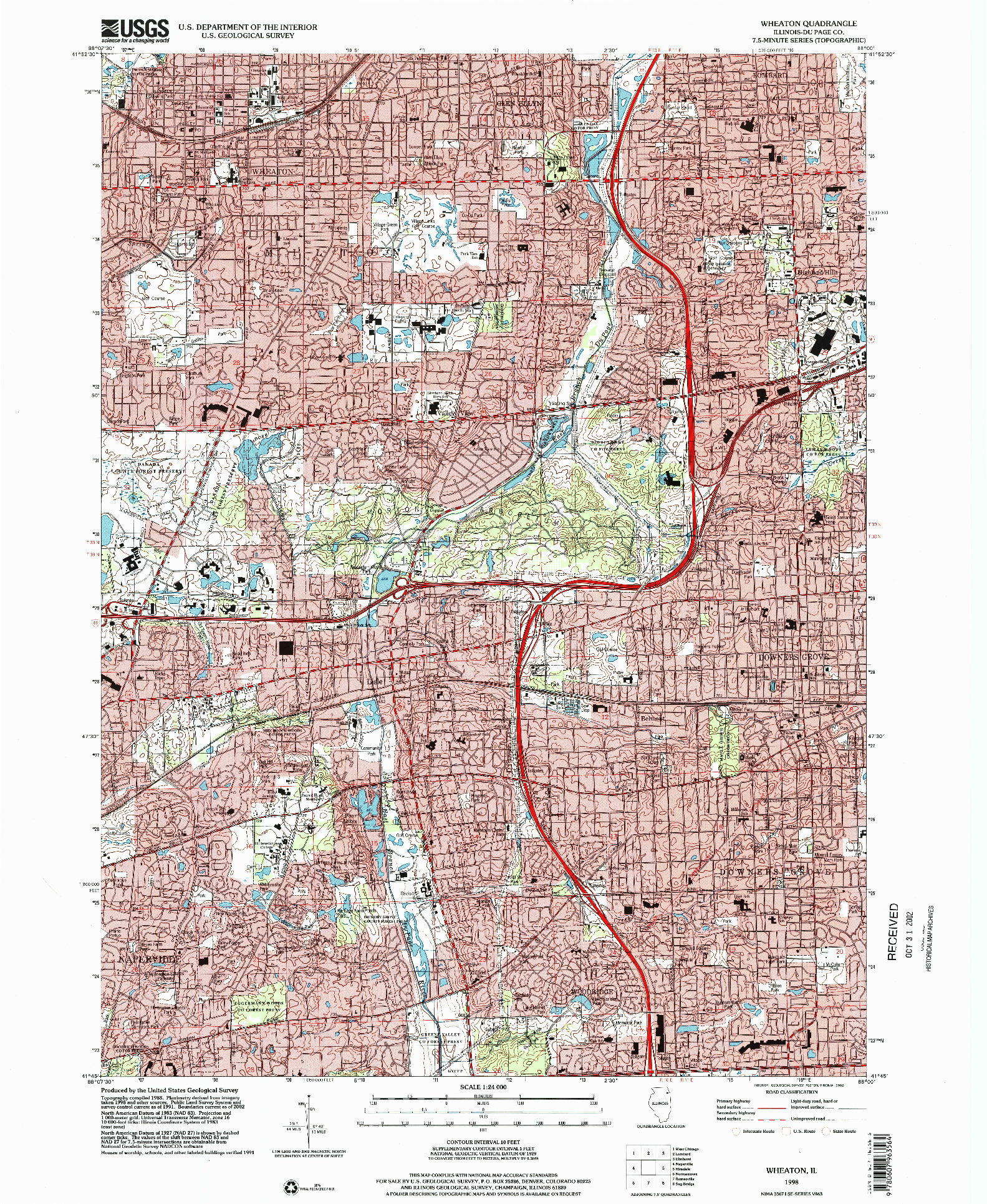 USGS 1:24000-SCALE QUADRANGLE FOR WHEATON, IL 1998