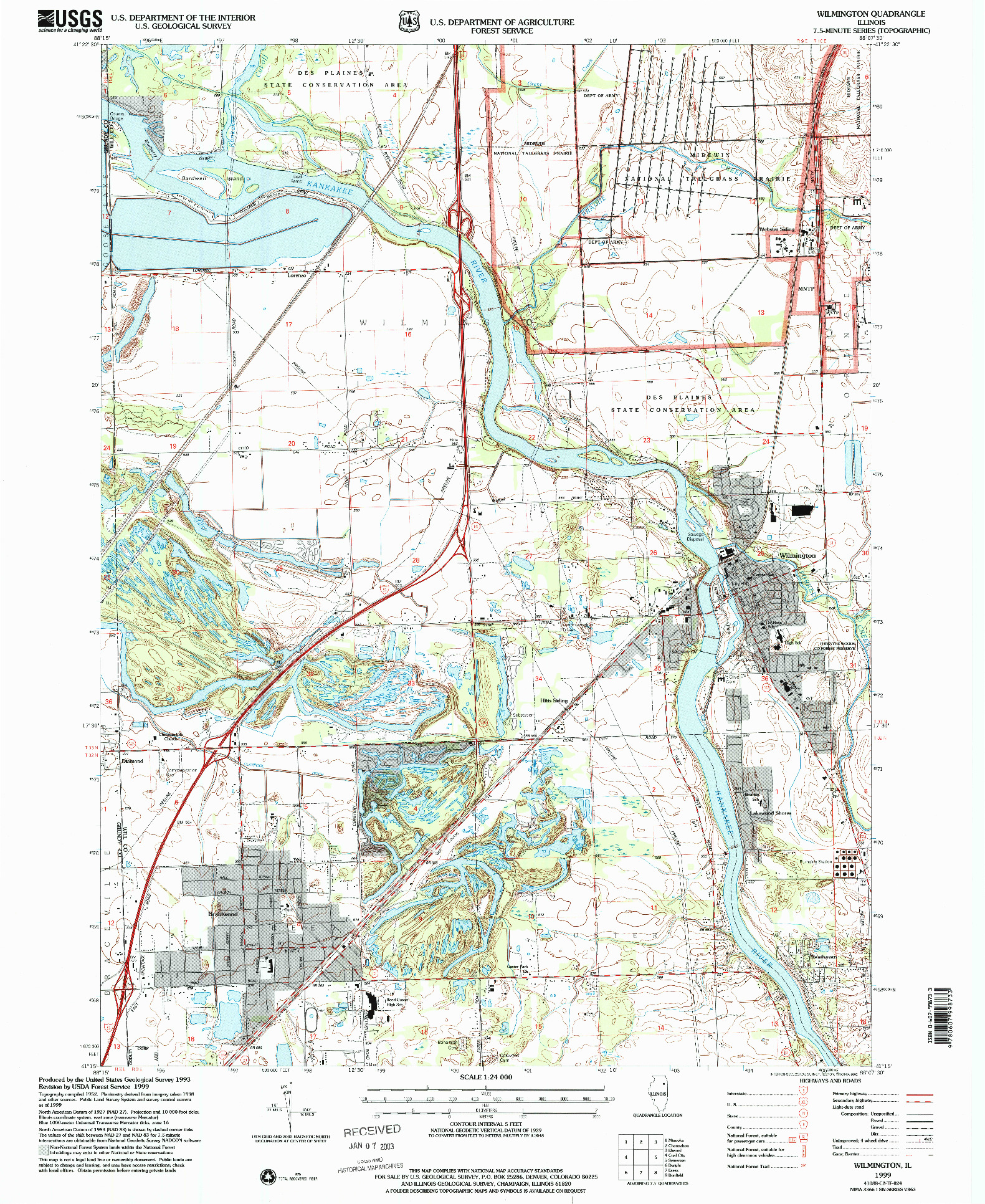 USGS 1:24000-SCALE QUADRANGLE FOR WILMINGTON, IL 1999