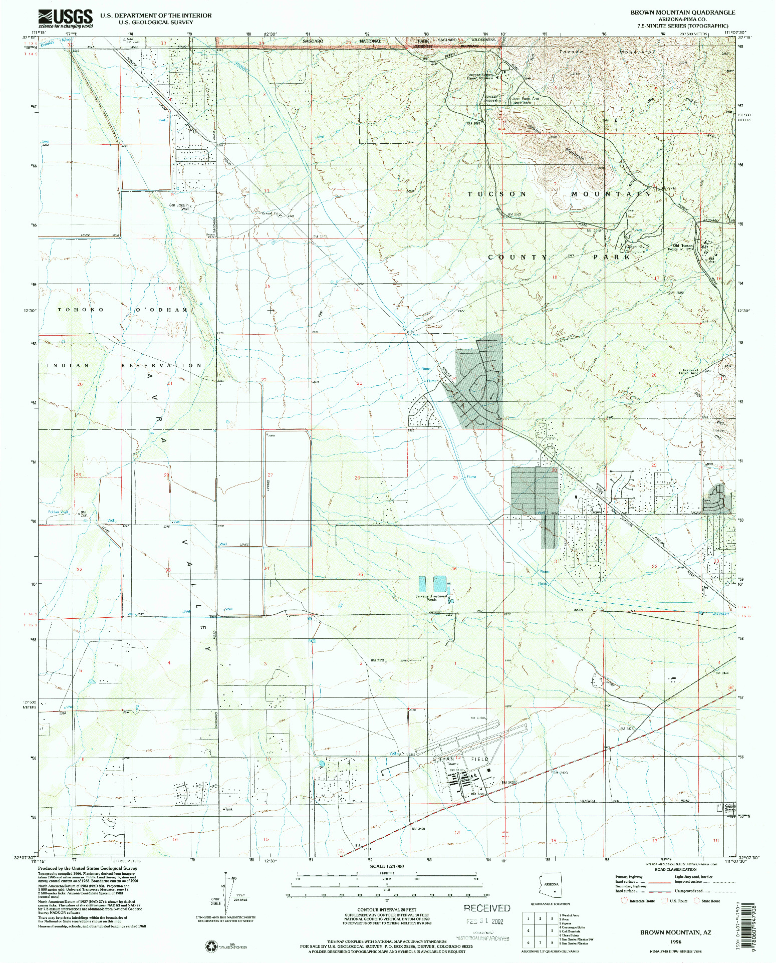 USGS 1:24000-SCALE QUADRANGLE FOR BROWN MOUNTAIN, AZ 1996