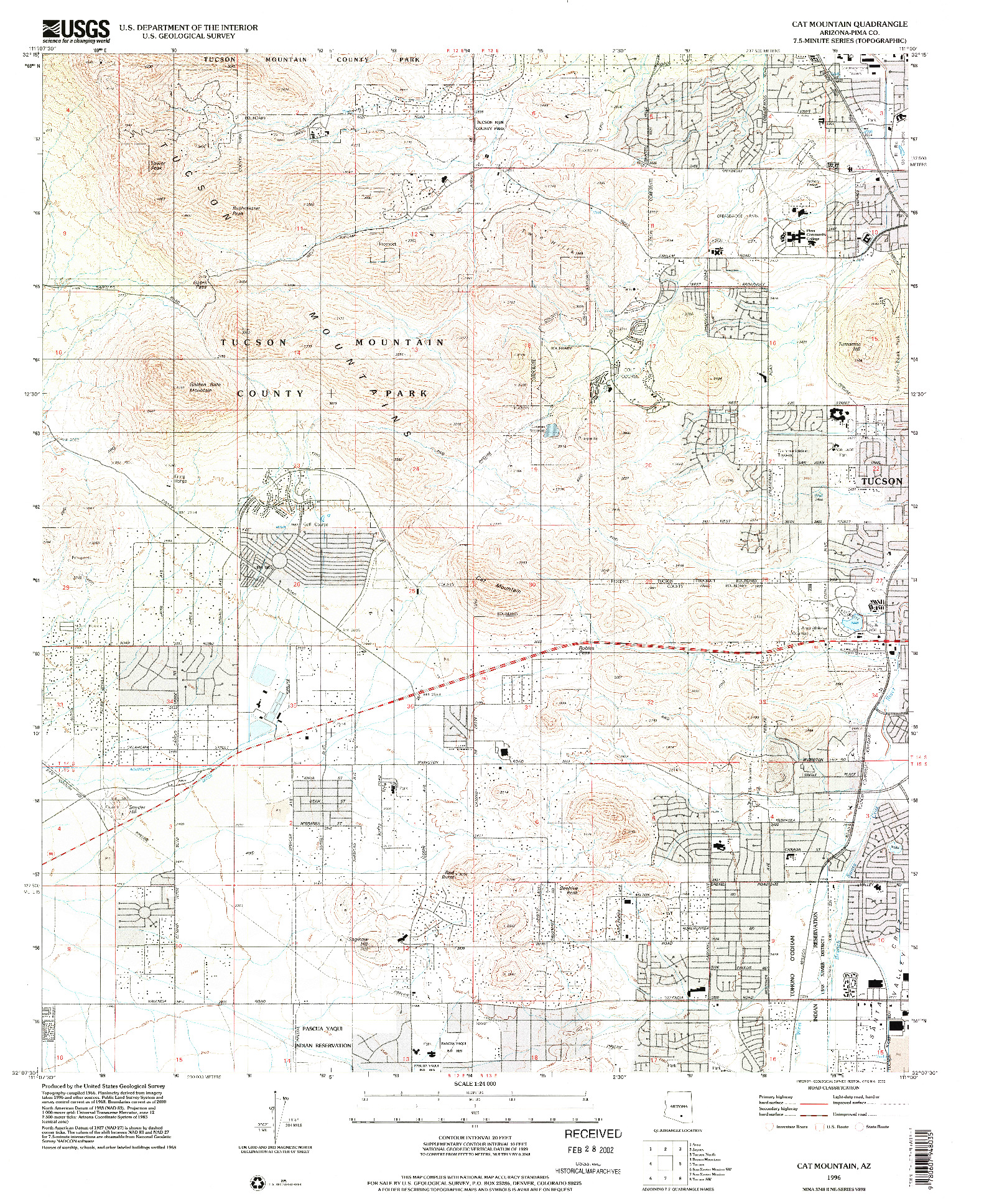 USGS 1:24000-SCALE QUADRANGLE FOR CAT MOUNTAIN, AZ 1996