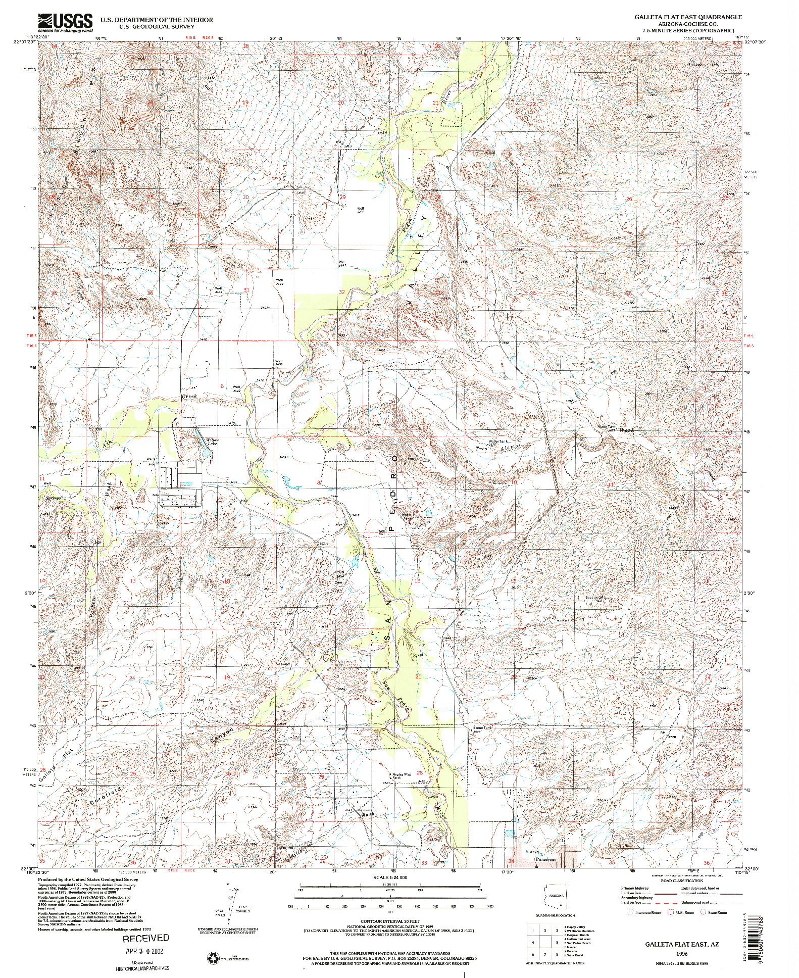 USGS 1:24000-SCALE QUADRANGLE FOR GALLETA FLAT EAST, AZ 1996