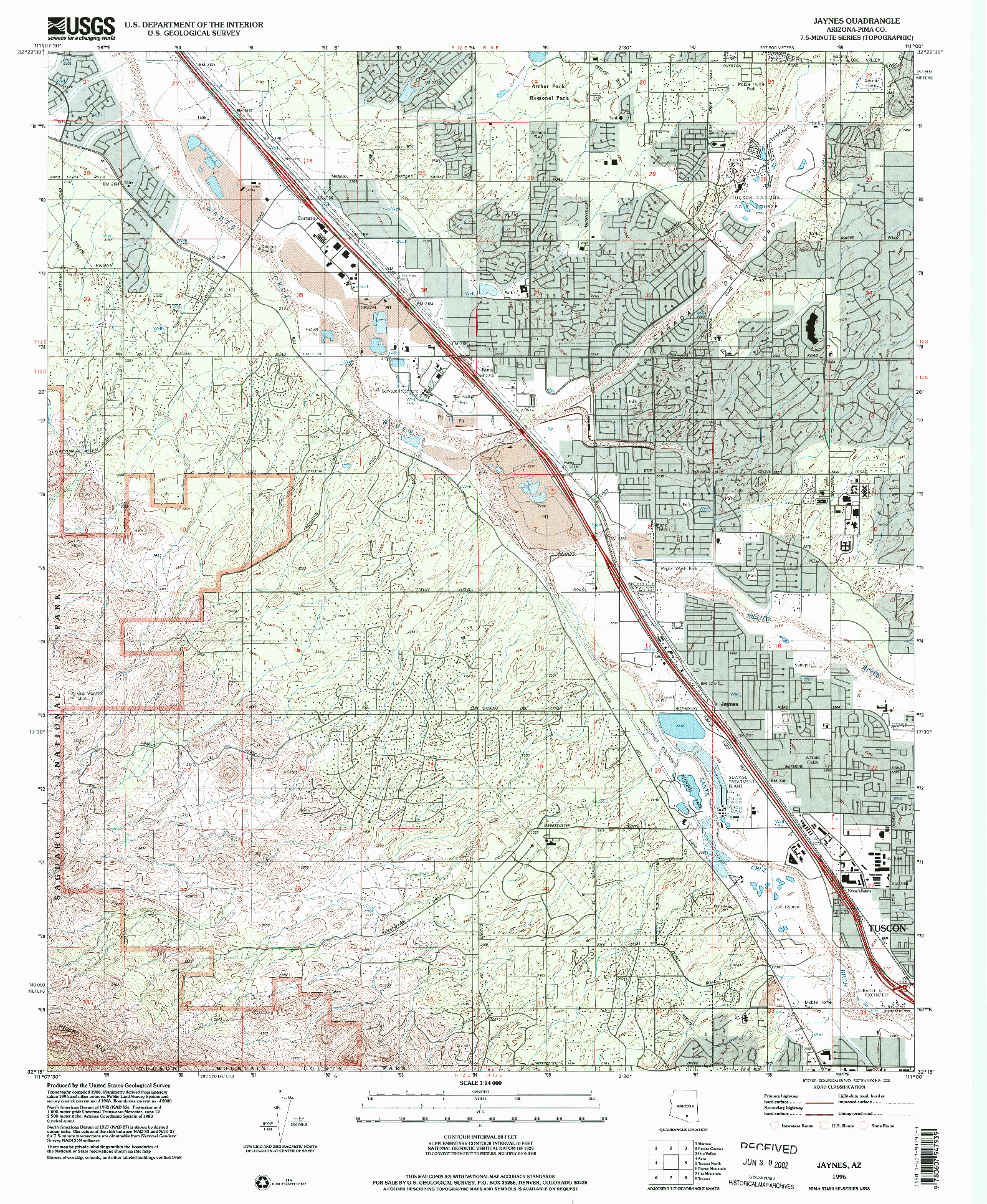 USGS 1:24000-SCALE QUADRANGLE FOR JAYNES, AZ 1996