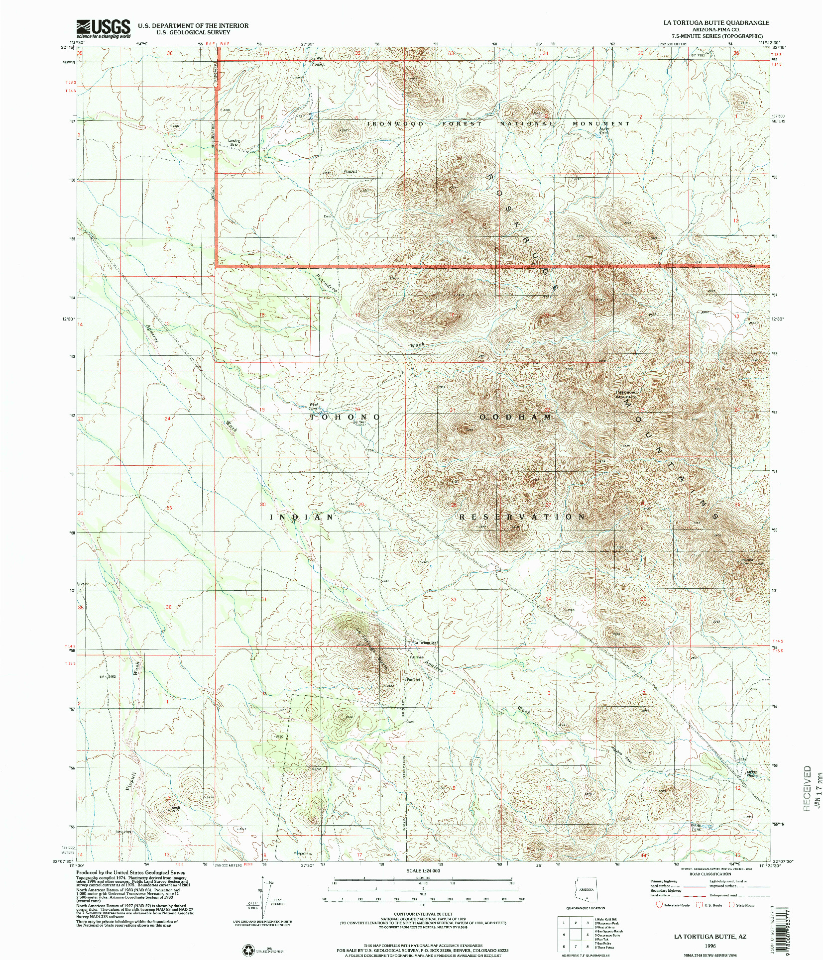 USGS 1:24000-SCALE QUADRANGLE FOR LA TORTUGA BUTTE, AZ 1996