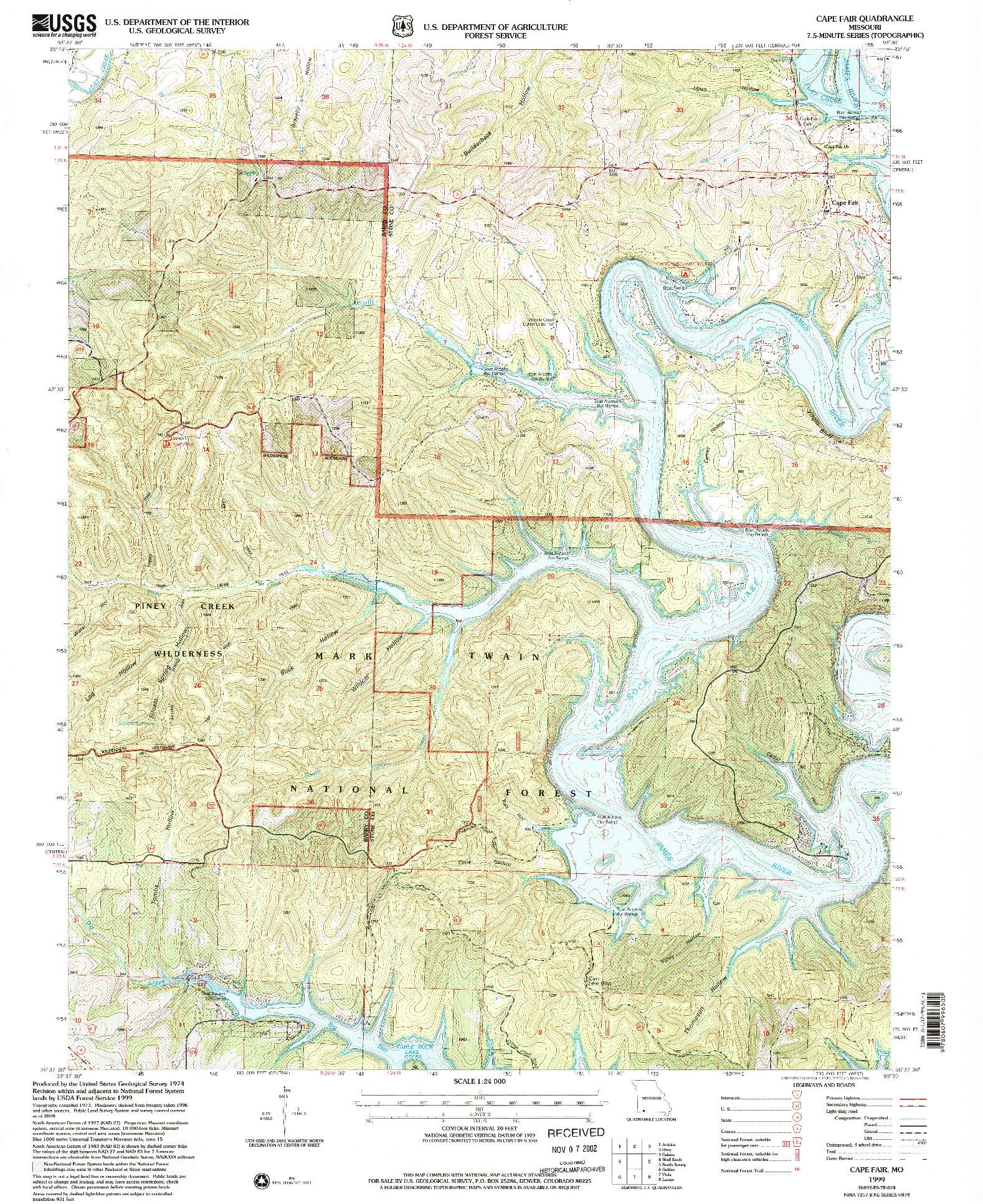 USGS 1:24000-SCALE QUADRANGLE FOR CAPE FAIR, MO 1999